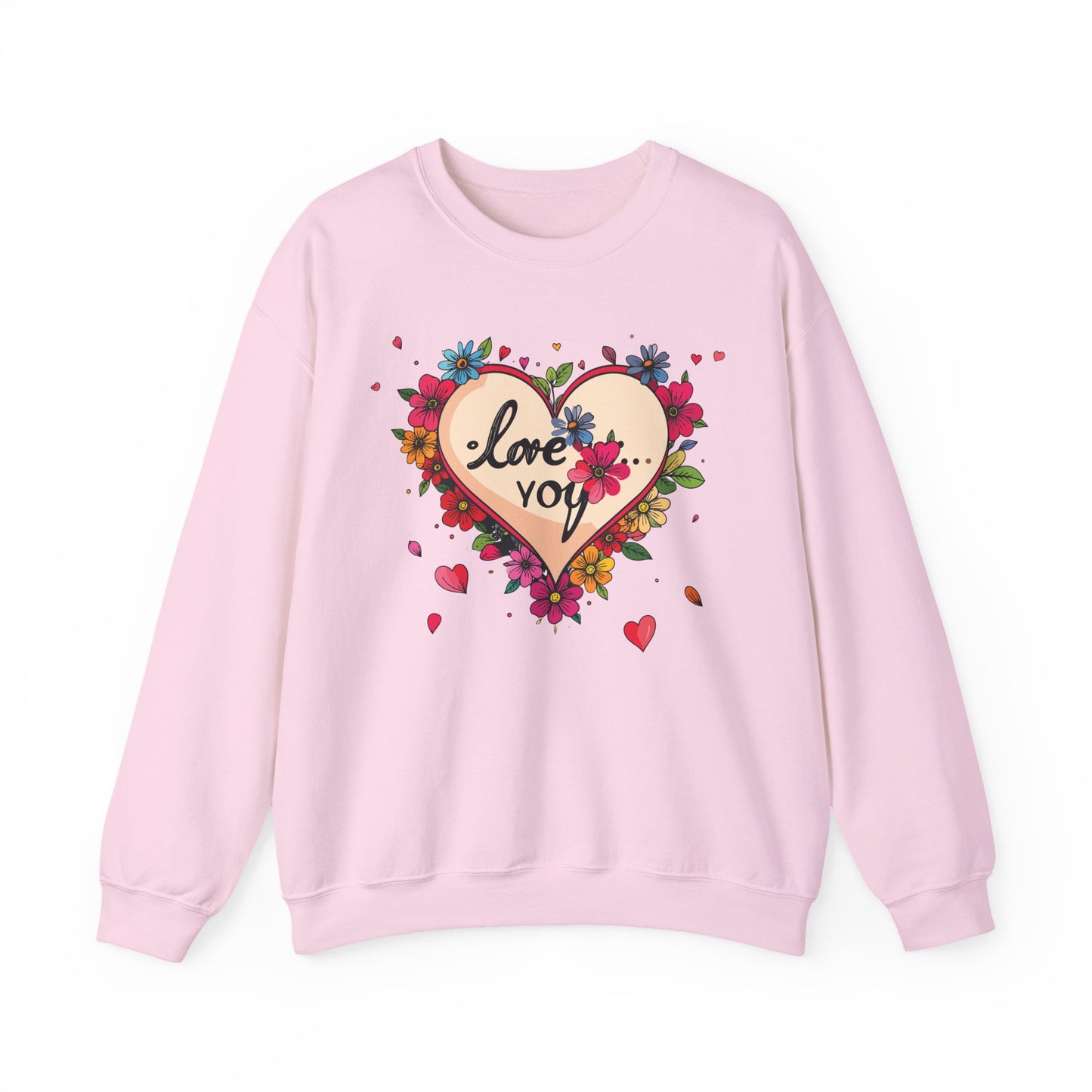 Floral Heart Love Sweatshirt Floral Heart Valentines Day Unisex Crewneck Fifty Fifty Cotton Polyester