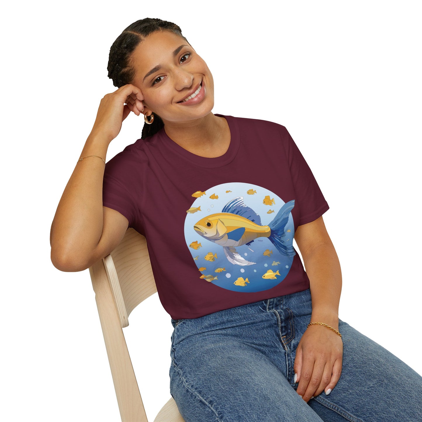 Fish Art Design Shirt, T Shirt with Fish, Graphic Shirt, Tee Shirt with Graphic Design, Shirt with Fish Graphic Art
