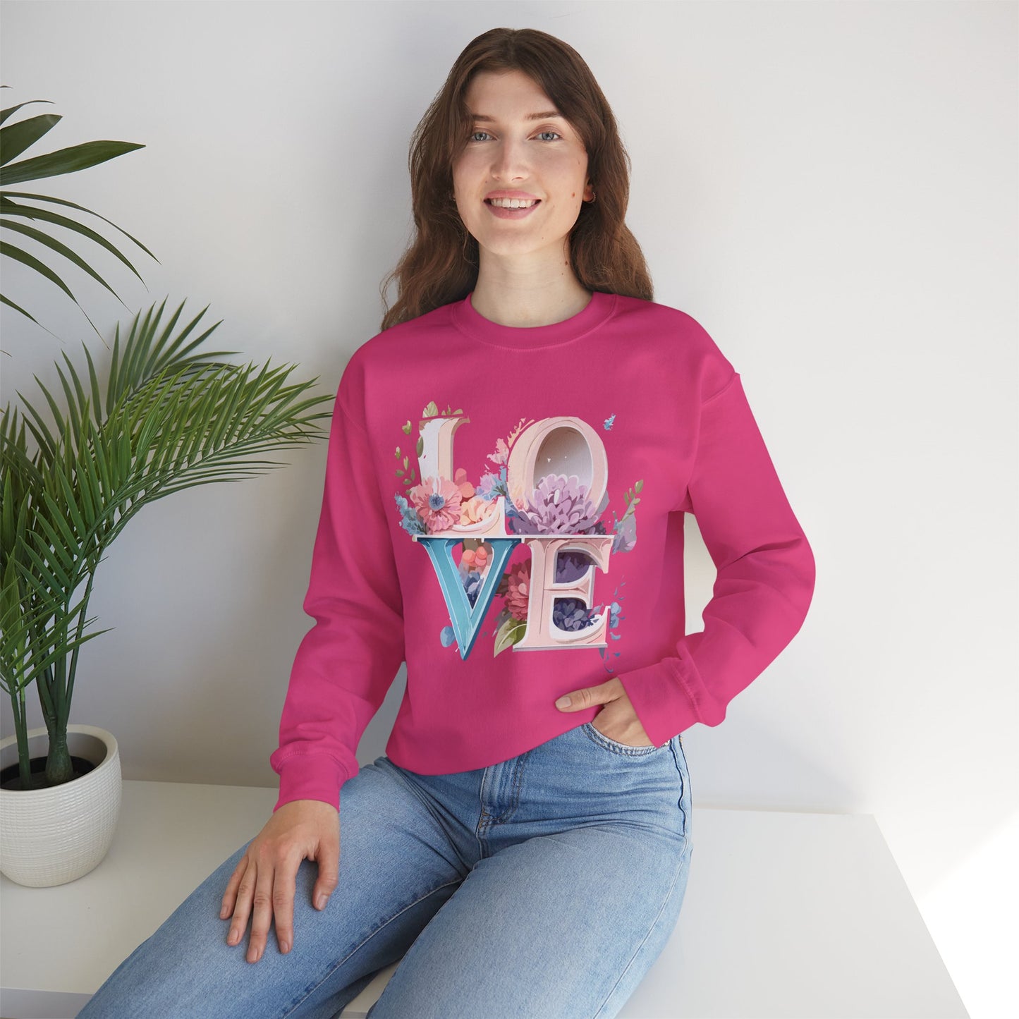 Floral Love Sweatshirt, Valentine's Day Sweatshirt, Love Flower Sweatshirt
