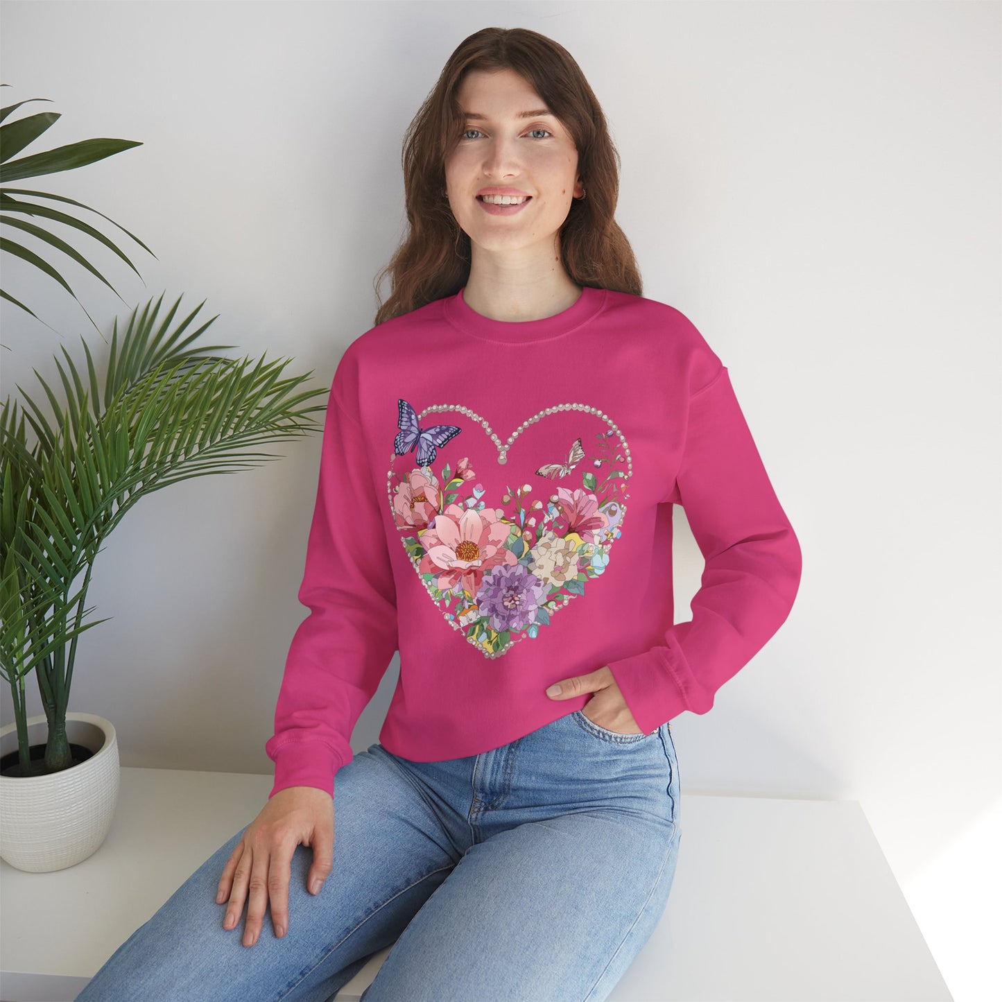 Floral Heart Sweatshirt, Floral Love Sweatshirt, Valentine's Day Sweatshirt, Heart Floral Sweatshirt