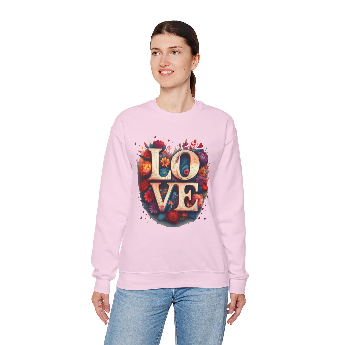 Floral Love Sweatshirt, Valentine's Day Sweatshirt, Love Flower Sweatshirt