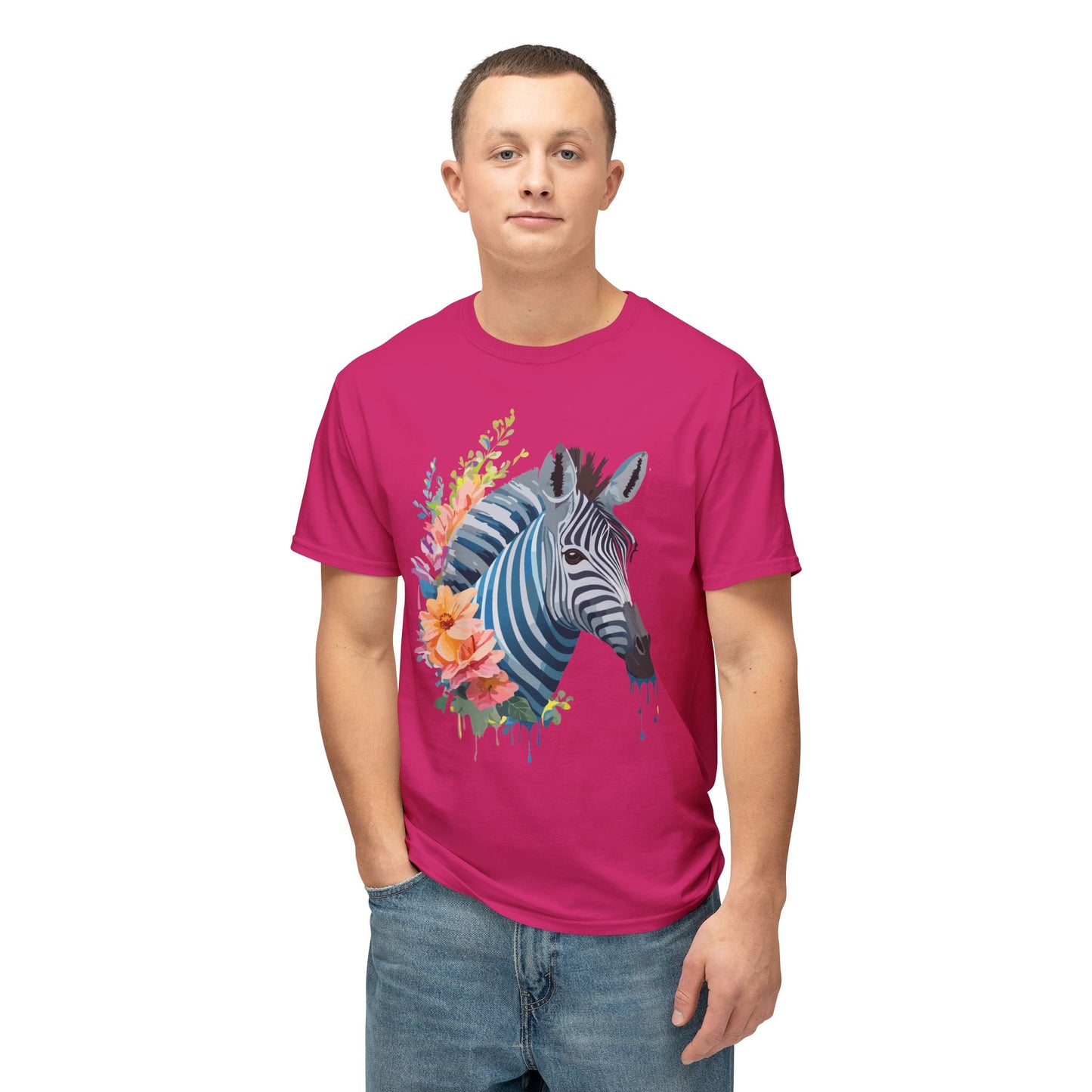 Zebra T-Shirt, Vintage Zebra Tee, Floral Tees, Zebra Art Design Shirt, Tee Shirt with Zebra 4