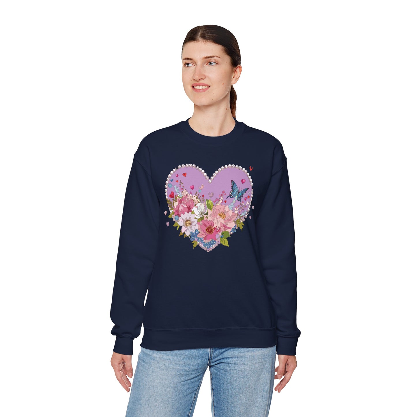 Floral Heart Sweatshirt, Floral Love Sweatshirt, Valentine's Day Sweatshirt, Heart Floral Sweatshirt