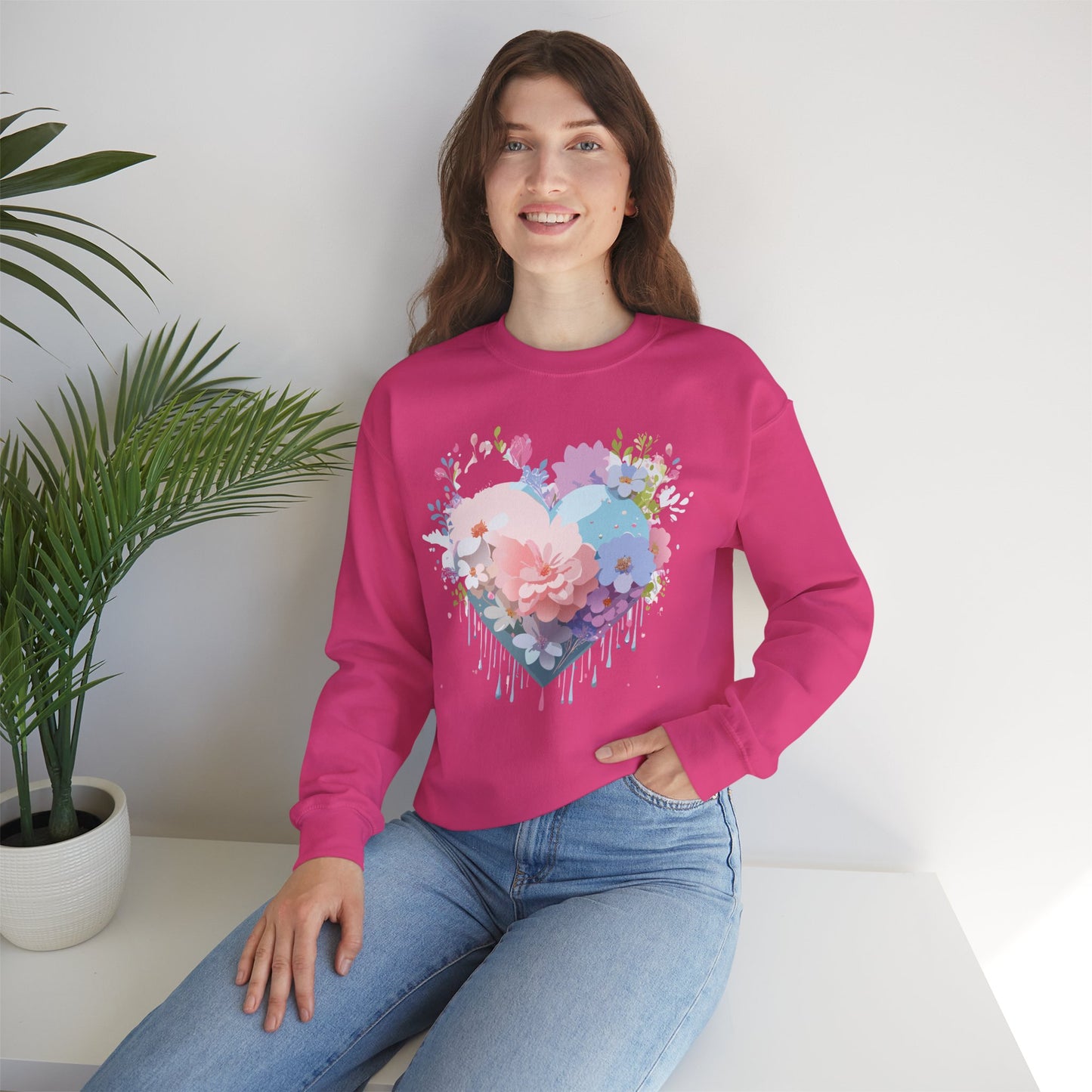 Floral Heart Sweatshirt, Floral Love Sweatshirt, Valentine's Day Sweatshirt, Heart Floral Sweatshirt