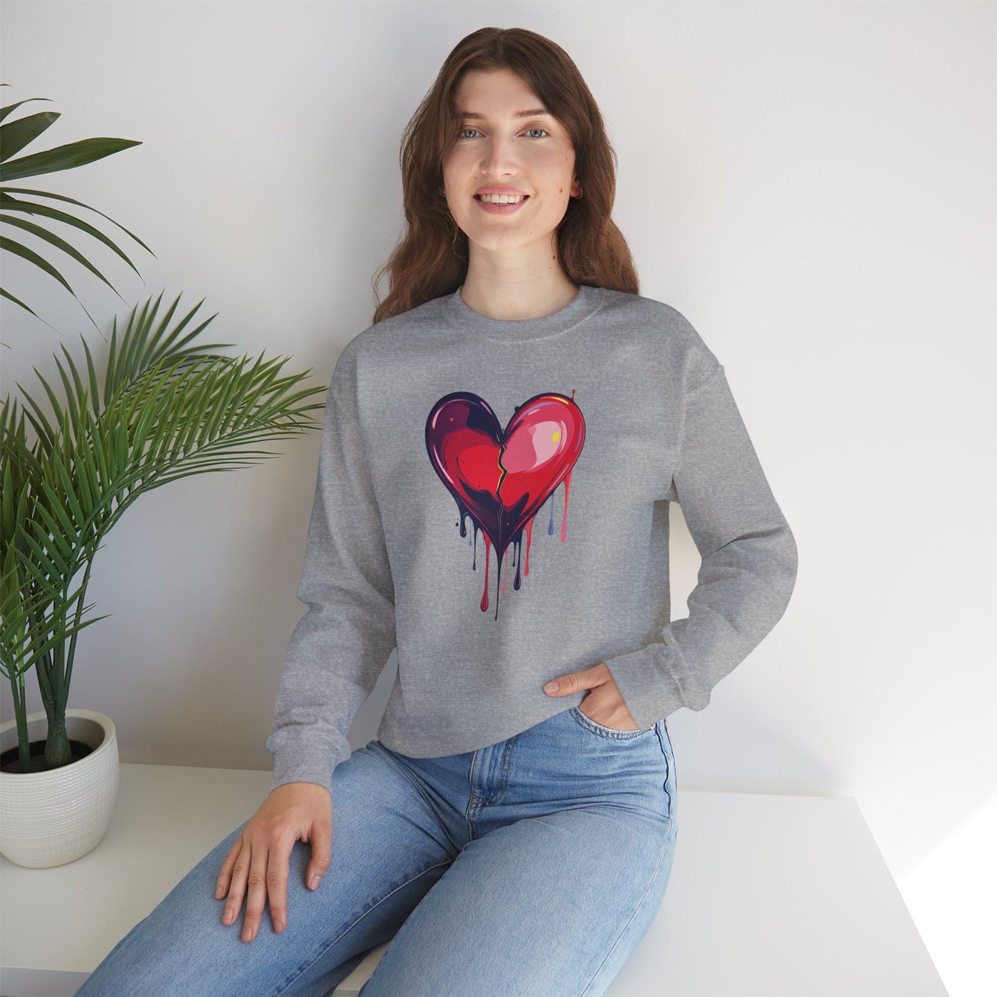 Big Red Heart Sweatshirt, Floral Red Heart Sweatshirt, Floral Love Sweatshirt, Valentine's Day Sweatshirt, Heart Floral Sweatshirt 118