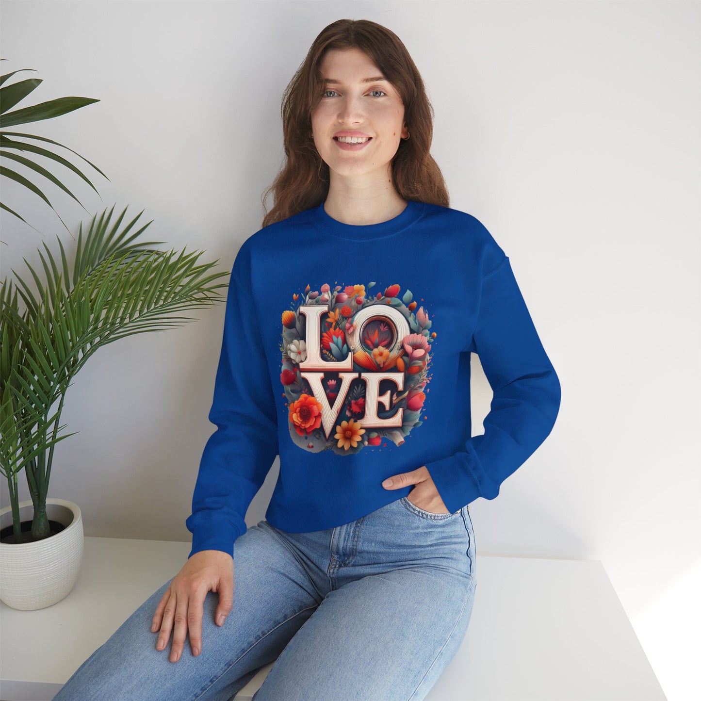 Floral Love Sweatshirt, Valentine's Day Sweatshirt, Love Flower Sweatshirt
