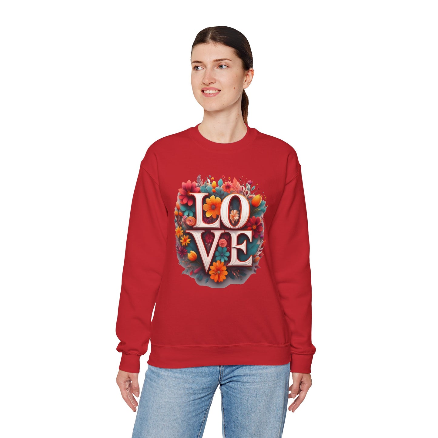 Floral Love Sweatshirt, Valentine's Day Sweatshirt, Love Flower Sweatshirt