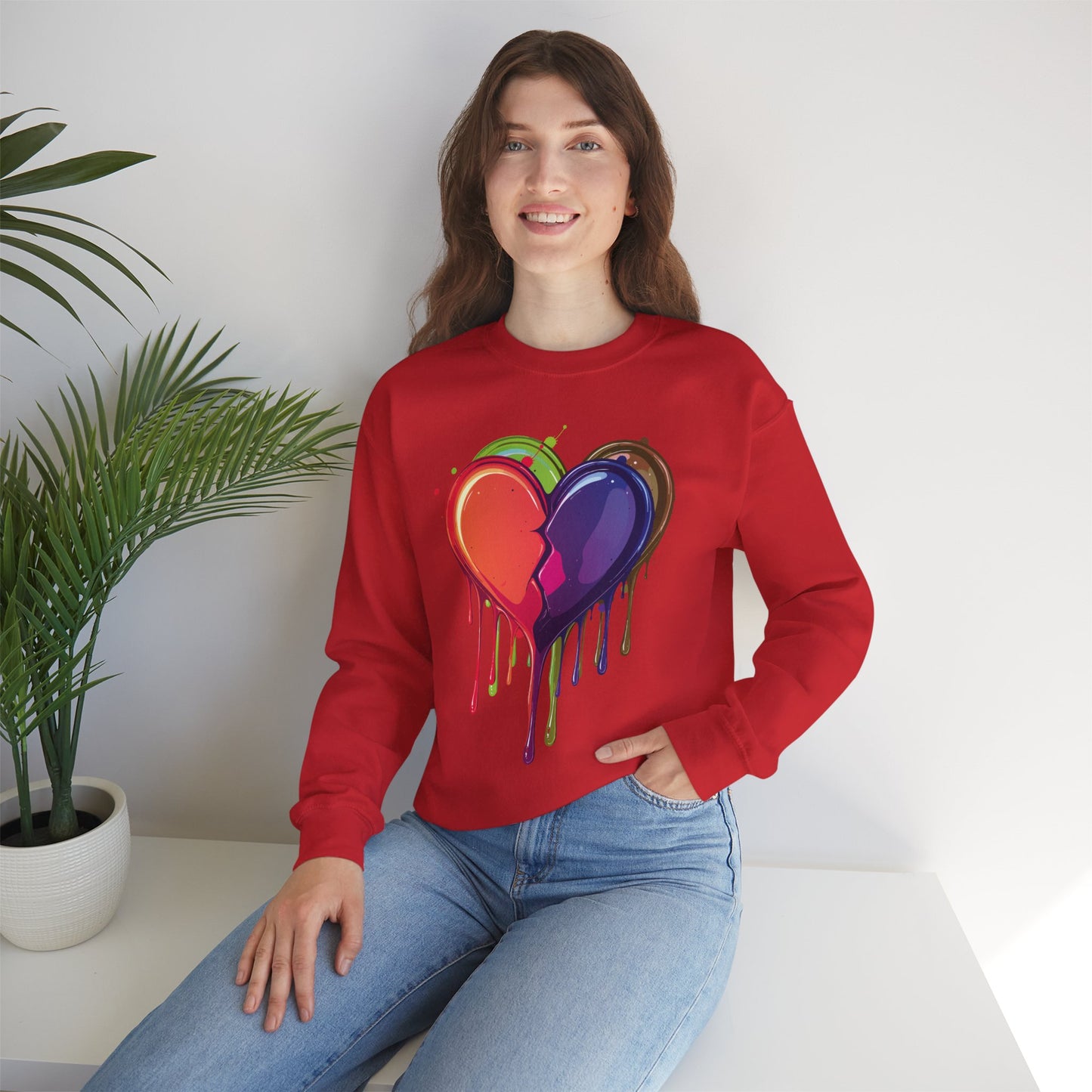 Double Bleeding Heart Sweatshirt, Big Heart Sweatshirt, Love Sweatshirt, Valentine's Day Sweatshirt, Heart Sweatshirt 119