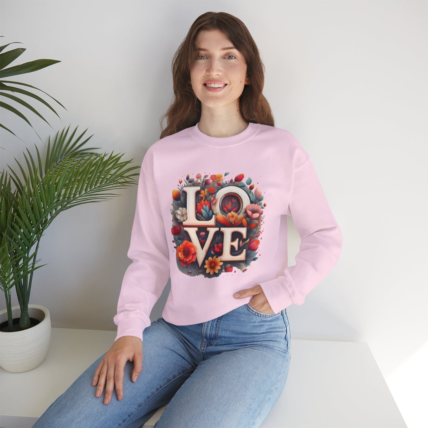 Floral Love Sweatshirt, Valentine's Day Sweatshirt, Love Flower Sweatshirt