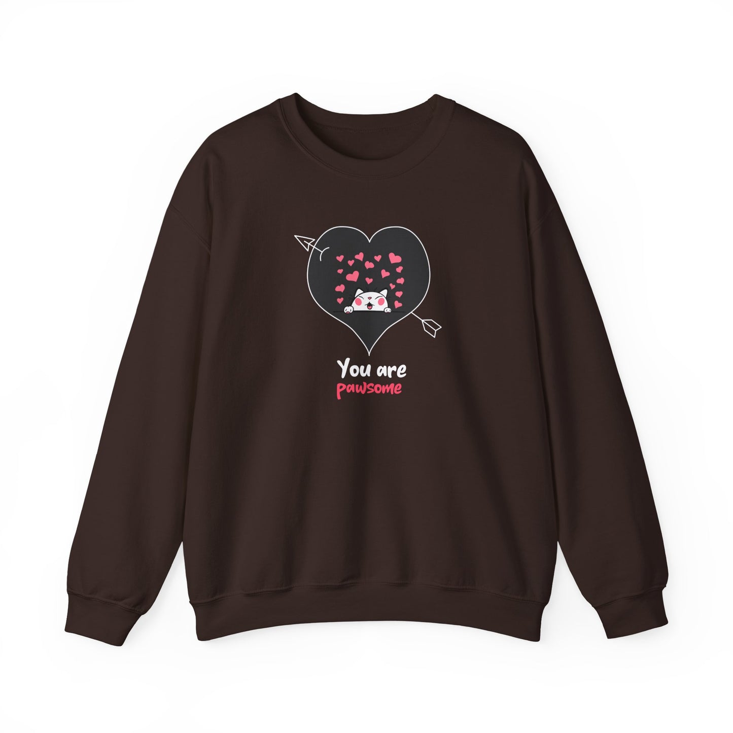 Cat Heart Sweatshirt Valentines Day Fifty Fifty Cotton Poly Unisex Crewneck Gift Idea