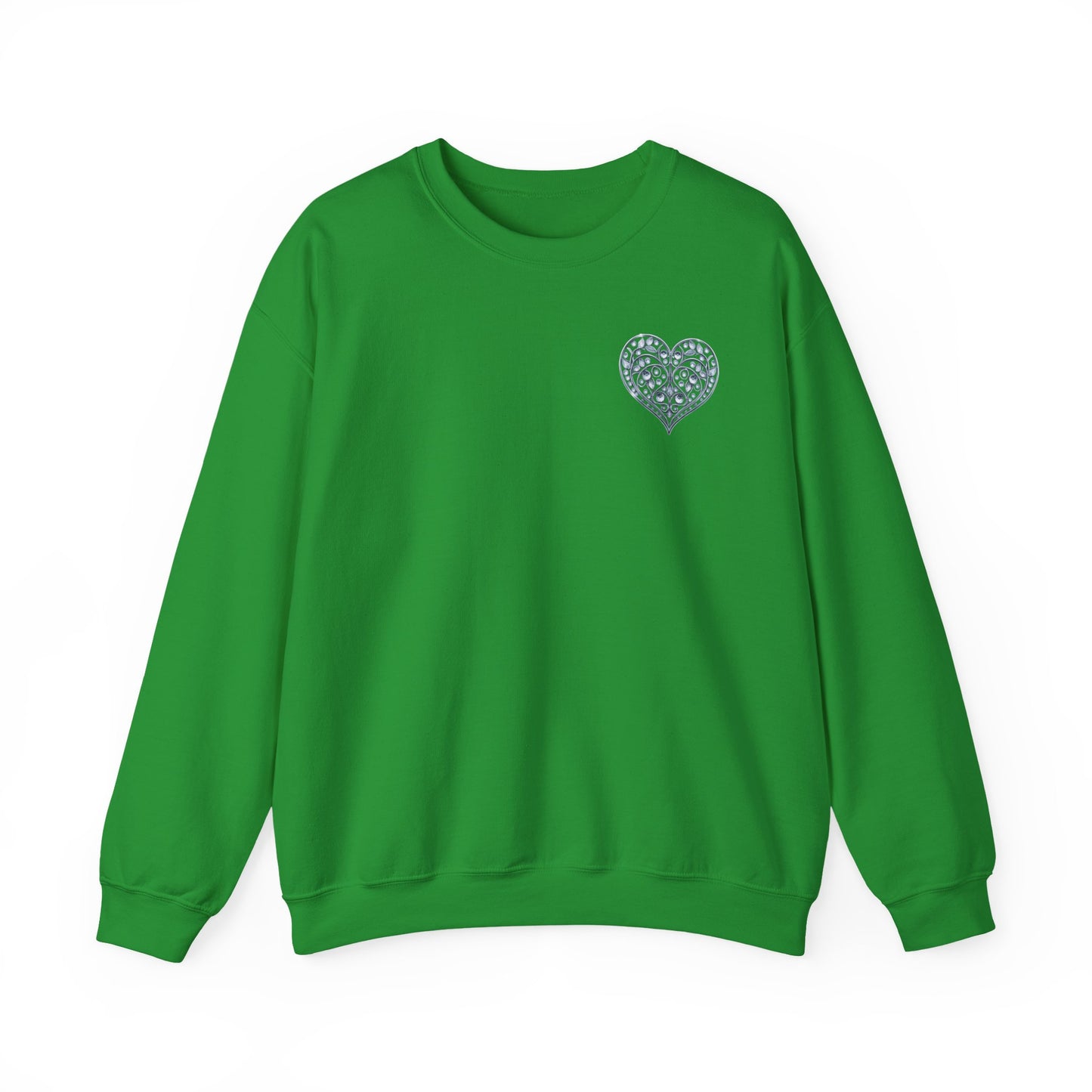 Crystal Heart Sweatshirt Unisex Fifty Fifty Cotton Poly Valentine Day Crewneck Gildan 18000