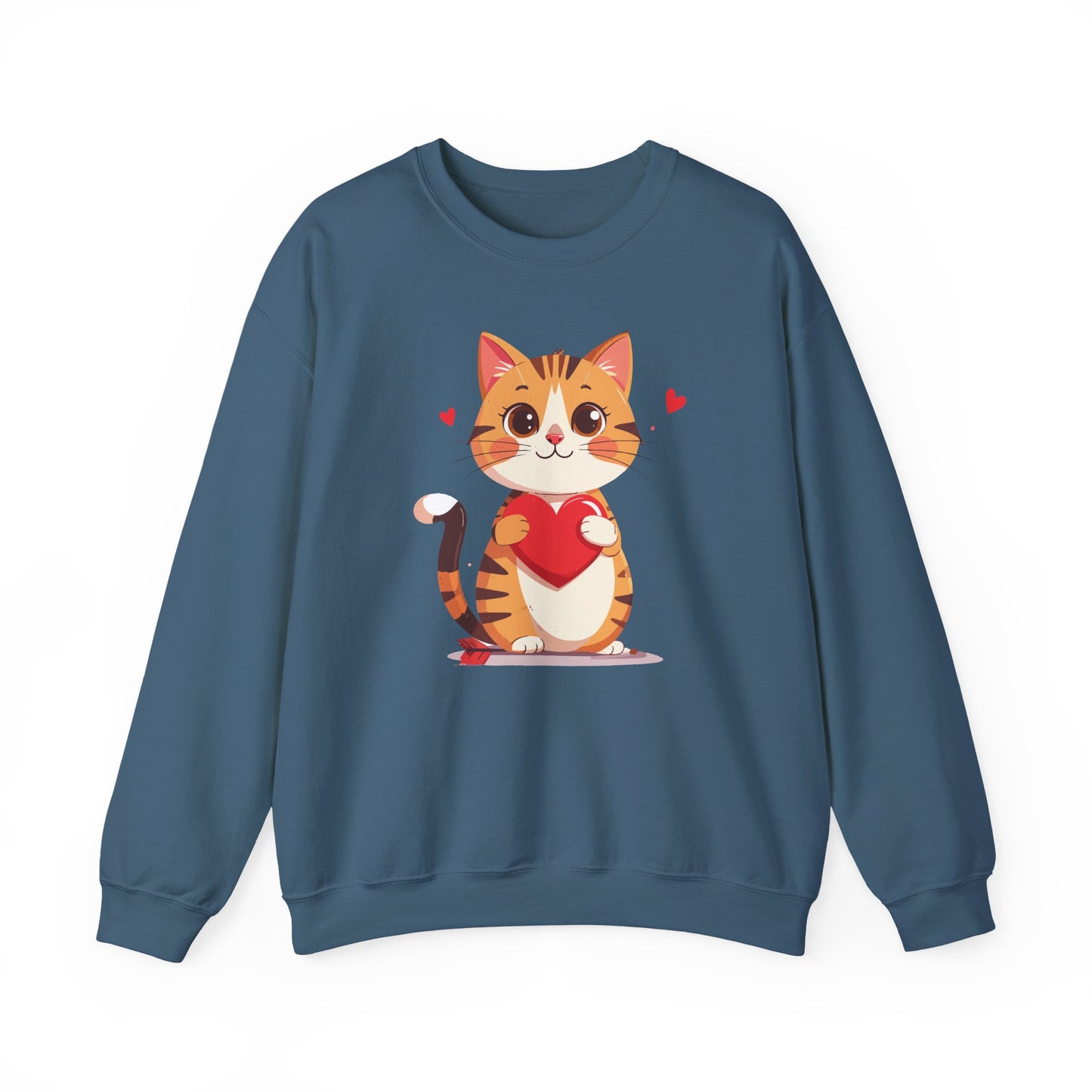 Cat Heart Sweatshirt, Heart Sweatshirt, Cat Sweatshirt, Valentine's Day Sweatshirt, 50/50 Cotton-Poly Animal Sweatshirt 103