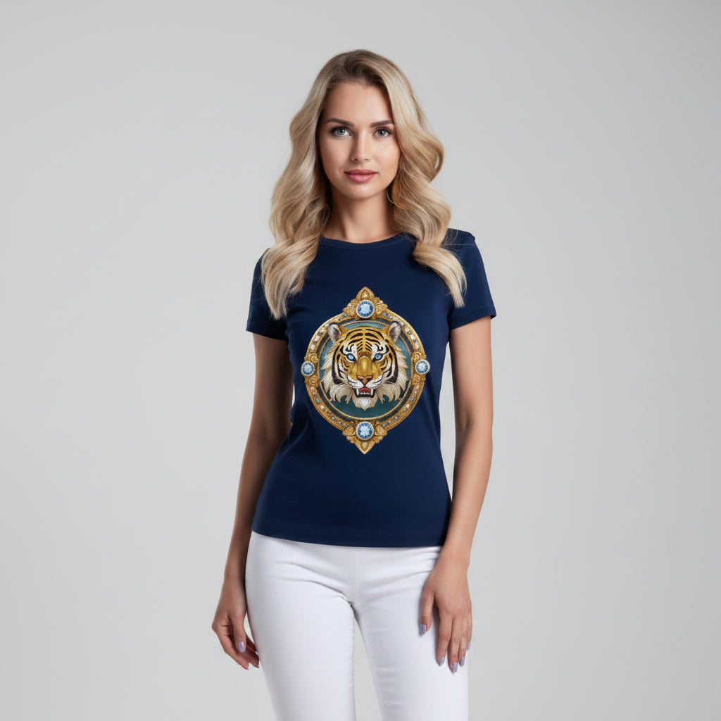 Unisex Premium Cotton Tee Shirt With Antique Animal Medallion Design