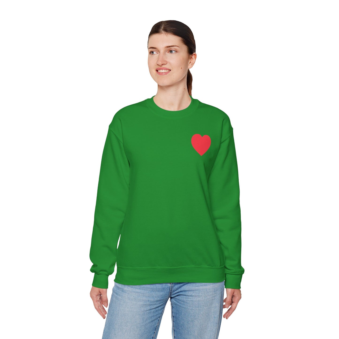 Small Red Heart Sweatshirt Unisex Love Design Gildan 18000 Heavy Blend Crewneck Valentines Day