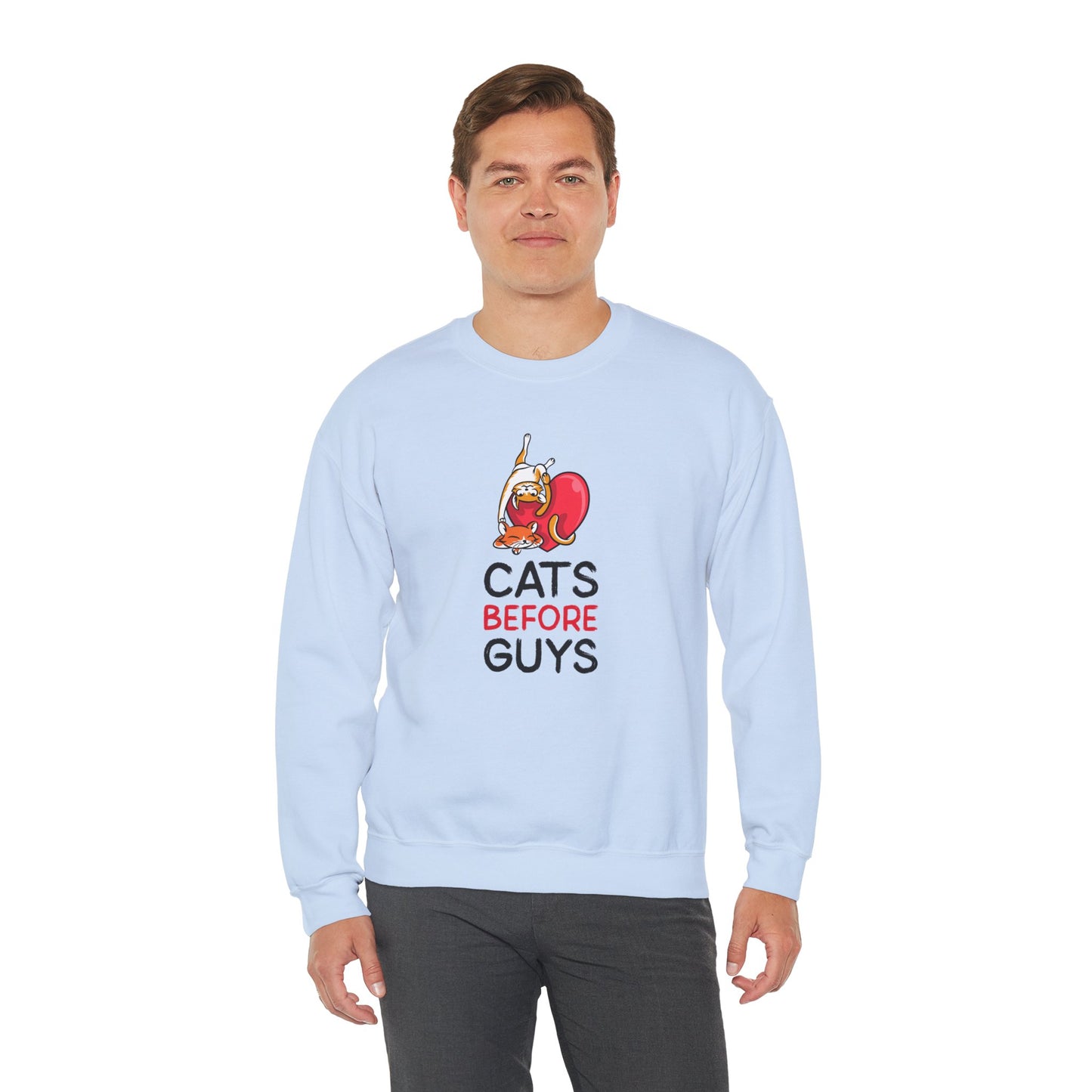 Cat Heart Sweatshirt Unisex Valentines Day 50 50 Cotton Poly Heavy Blend Crewneck Sweatshirt