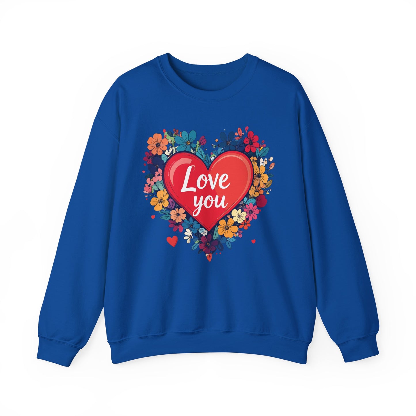 Unisex Floral Heart Sweatshirt Valentines Day Gift Cozy Crewneck Fifty Fifty Blend