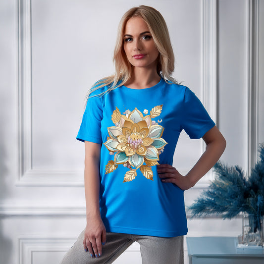 Floral Shirt, Shirt with Flower, Tee Shirt with Antique Flower