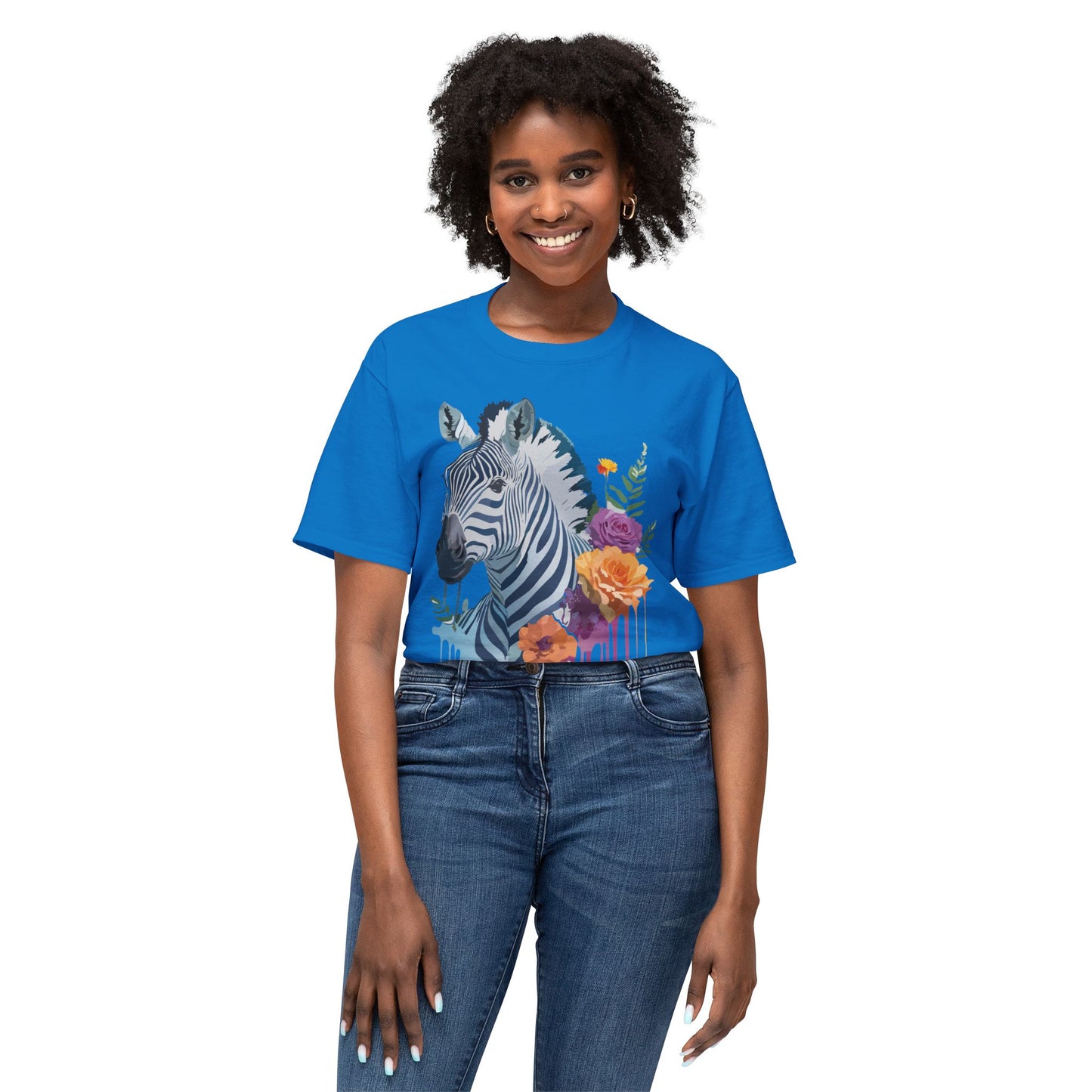 Zebra T-Shirt, Vintage Zebra Tee, Floral Tees, Zebra Art Design Shirt, Tee Shirt with Zebra 2