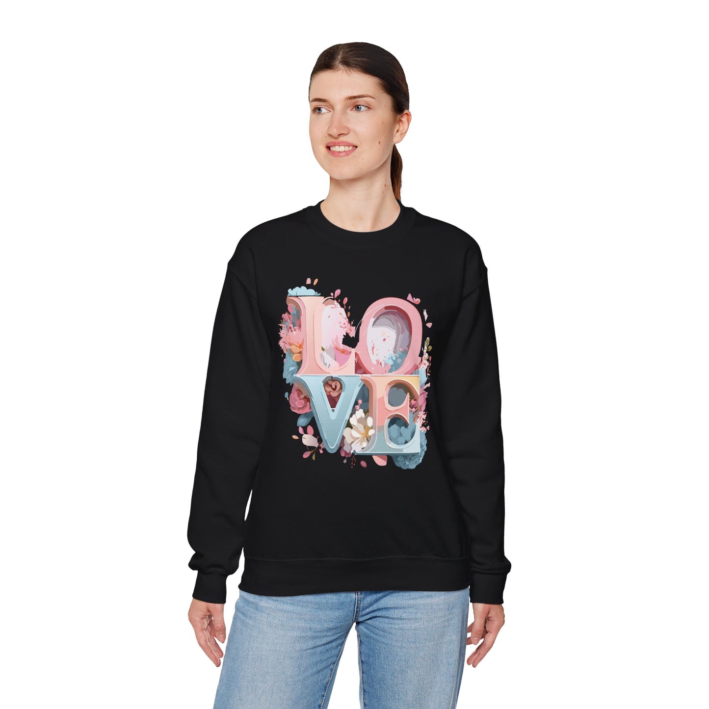 Floral Love Sweatshirt, Valentine's Day Sweatshirt, Love Flower Sweatshirt