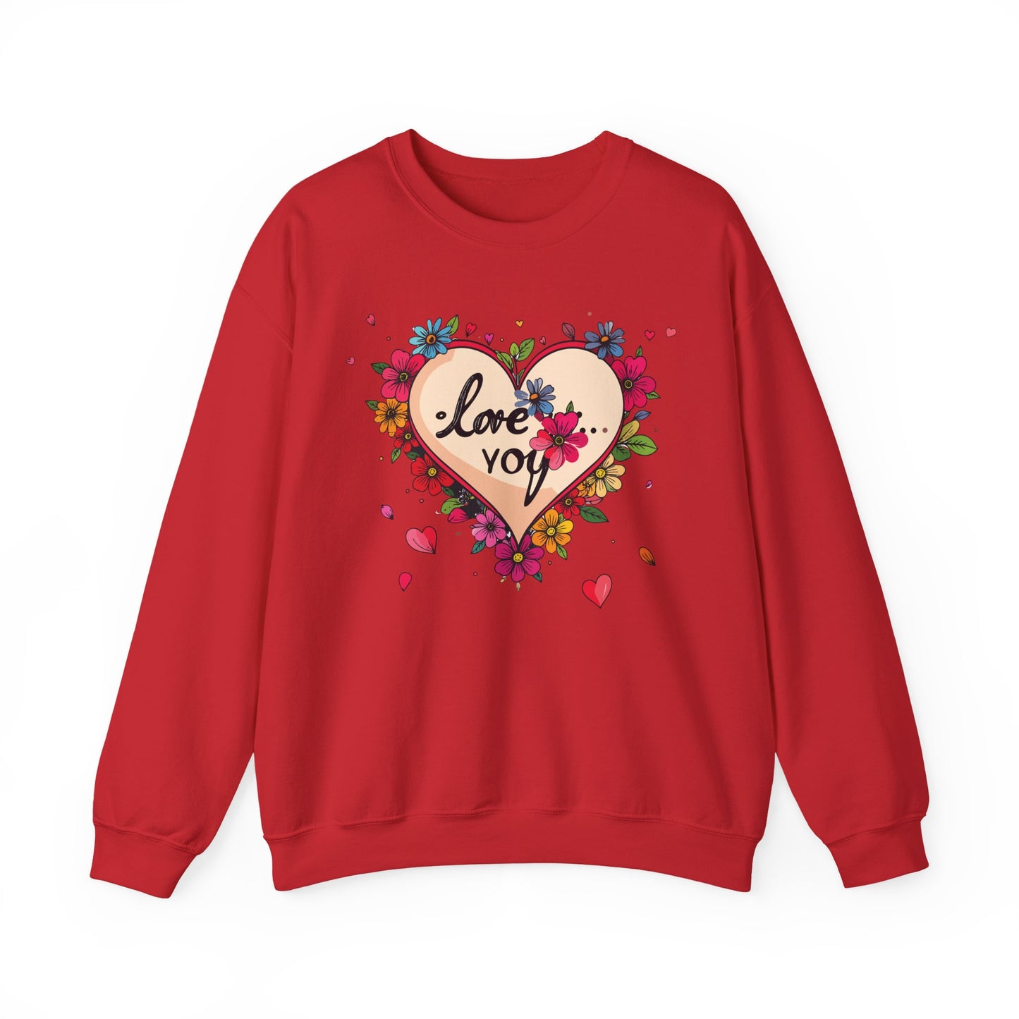 Floral Heart Love Sweatshirt Floral Heart Valentines Day Unisex Crewneck Fifty Fifty Cotton Polyester