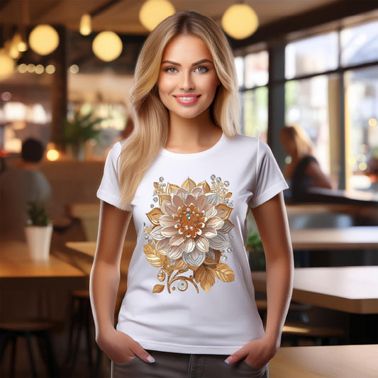 Floral Shirt, Shirt with Flower, Tee Shirt with Antique Flower