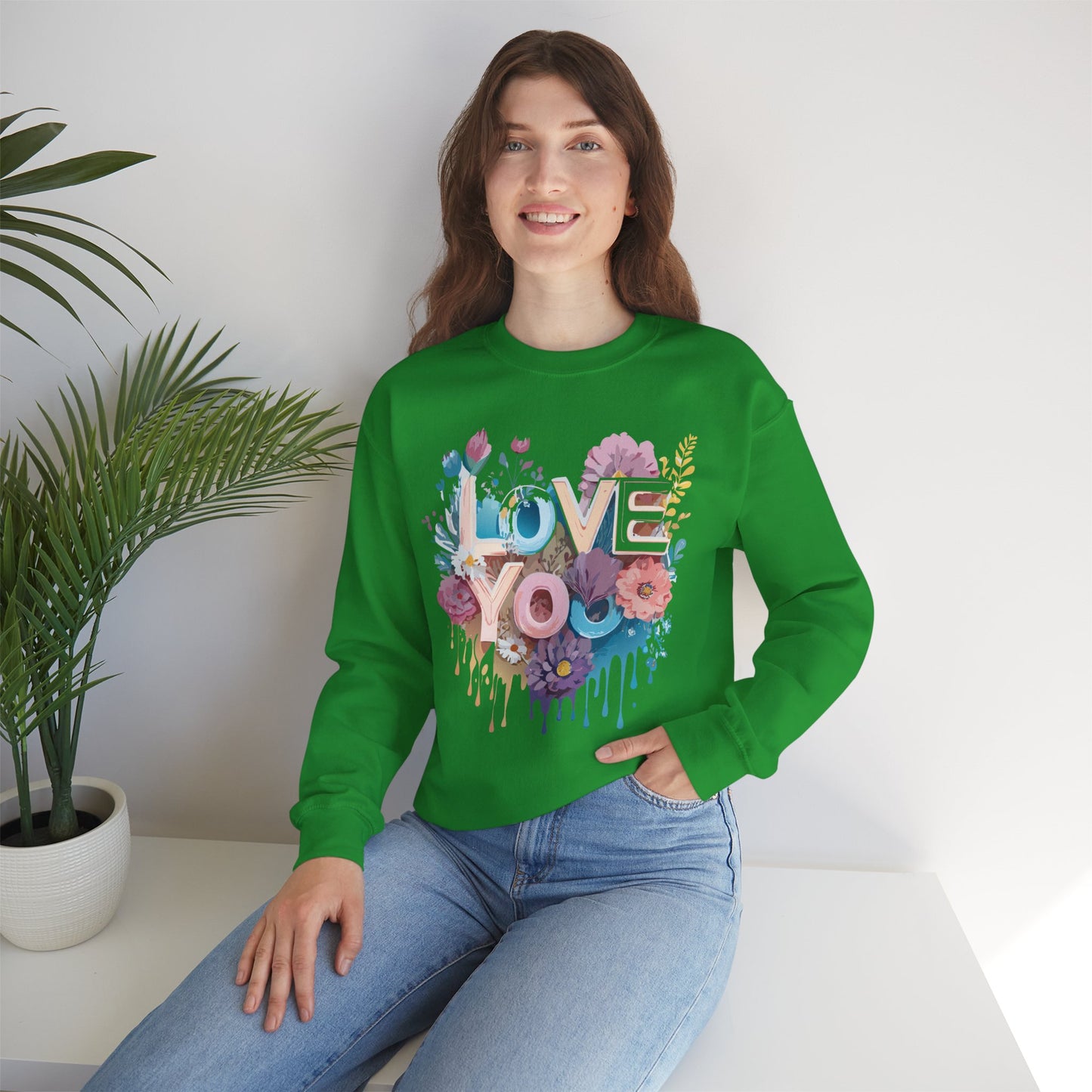 Floral Love Sweatshirt, Valentine's Day Sweatshirt, Love Flower Sweatshirt