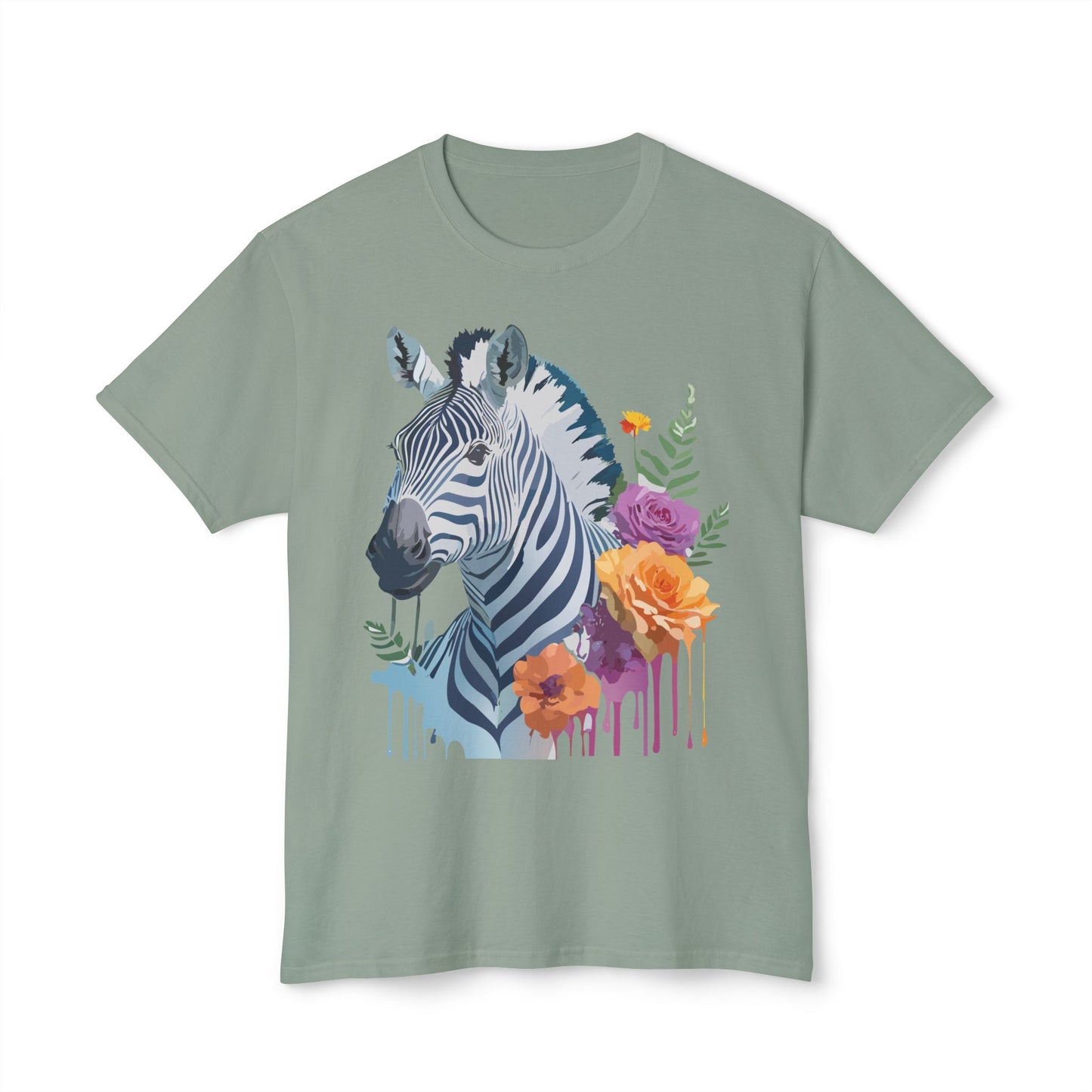 Zebra T-Shirt, Vintage Zebra Tee, Floral Tees, Zebra Art Design Shirt, Tee Shirt with Zebra 2