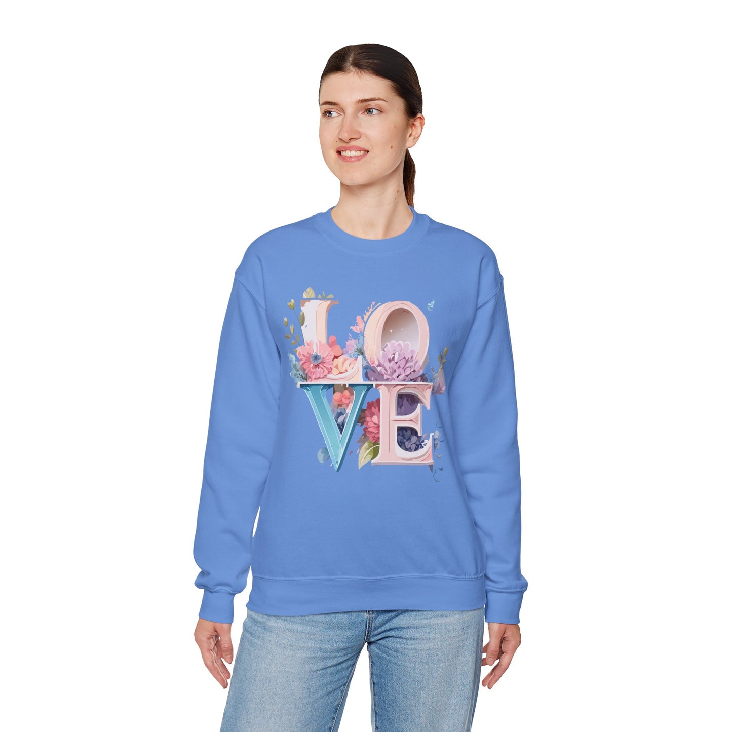 Floral Love Sweatshirt, Valentine's Day Sweatshirt, Love Flower Sweatshirt