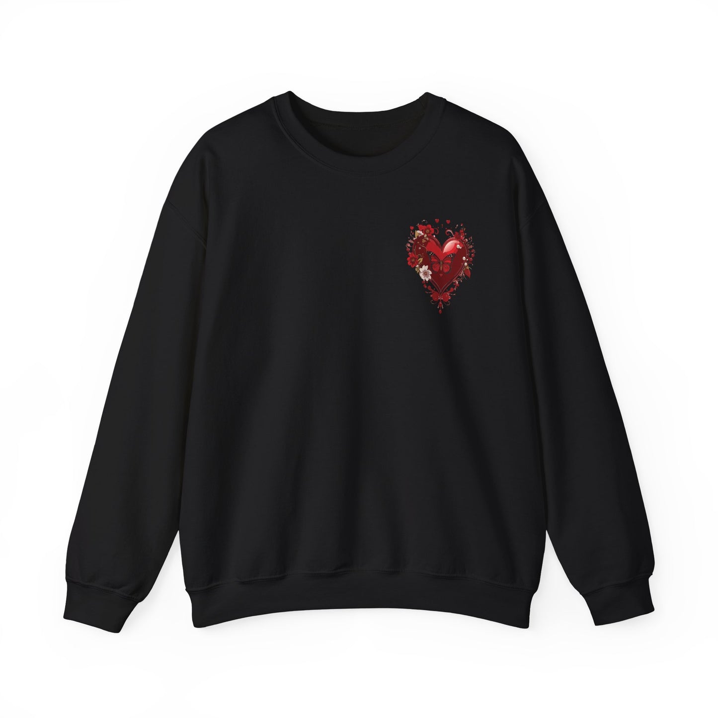 Floral Red Heart Sweatshirt Unisex Valentines Day Love Print Cozy Heavy Blend Crewneck
