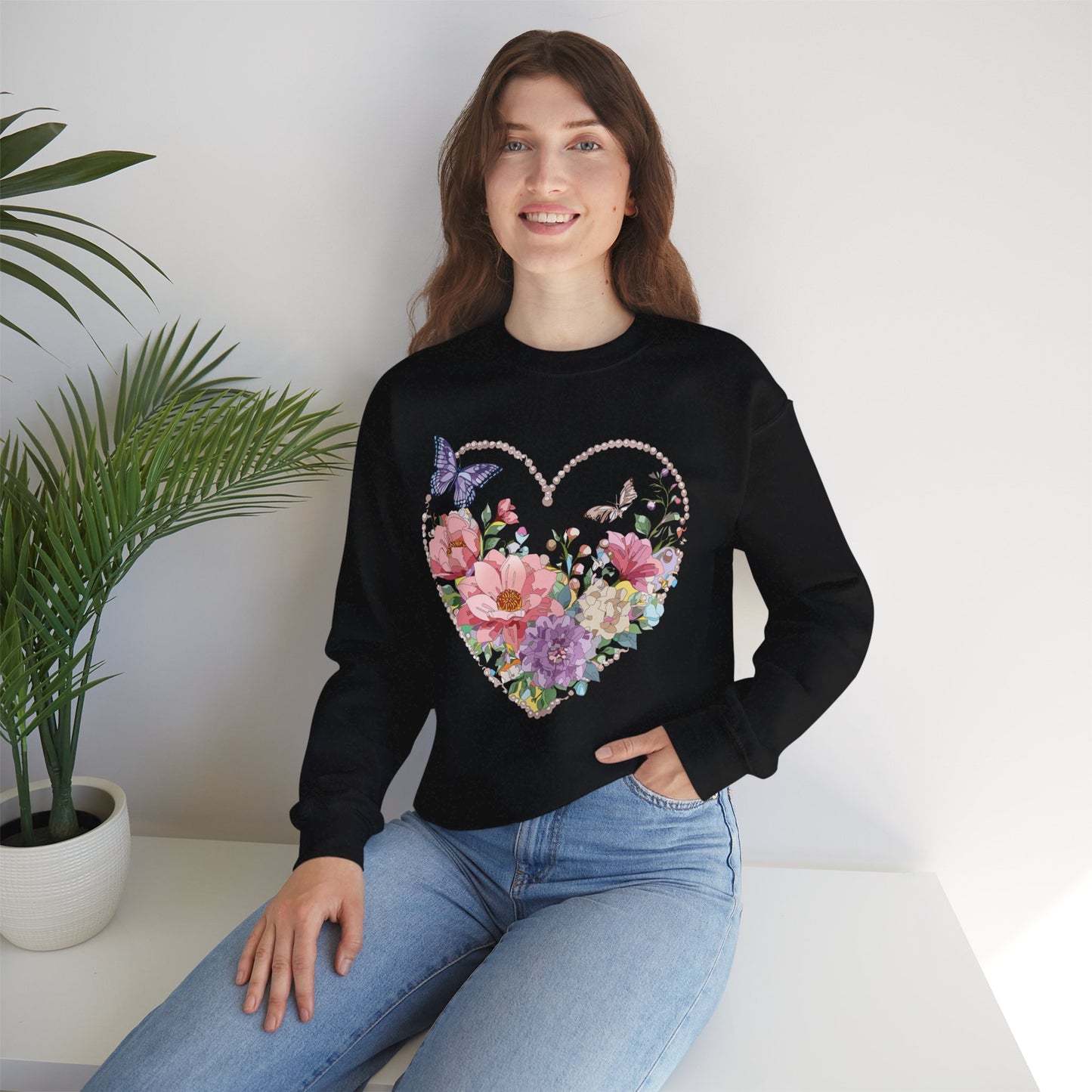 Floral Heart Sweatshirt, Floral Love Sweatshirt, Valentine's Day Sweatshirt, Heart Floral Sweatshirt
