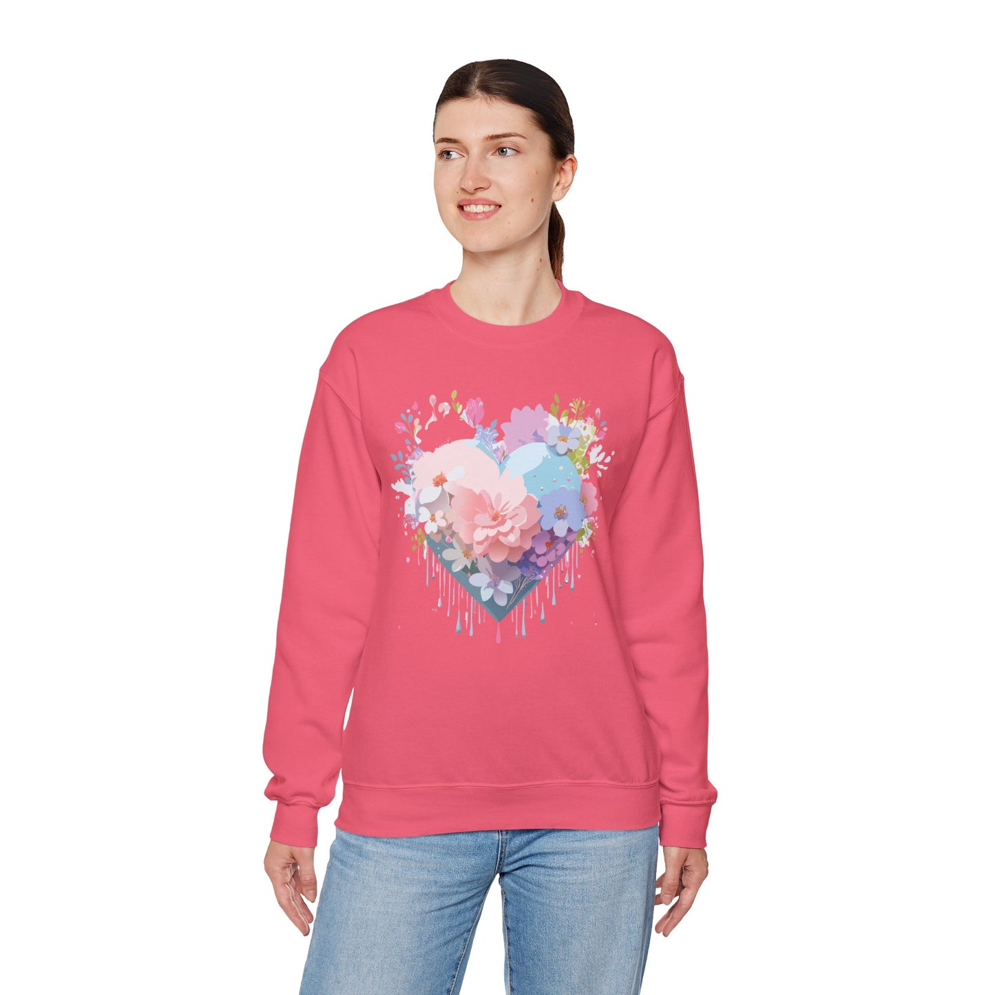 Floral Heart Sweatshirt, Floral Love Sweatshirt, Valentine's Day Sweatshirt, Heart Floral Sweatshirt