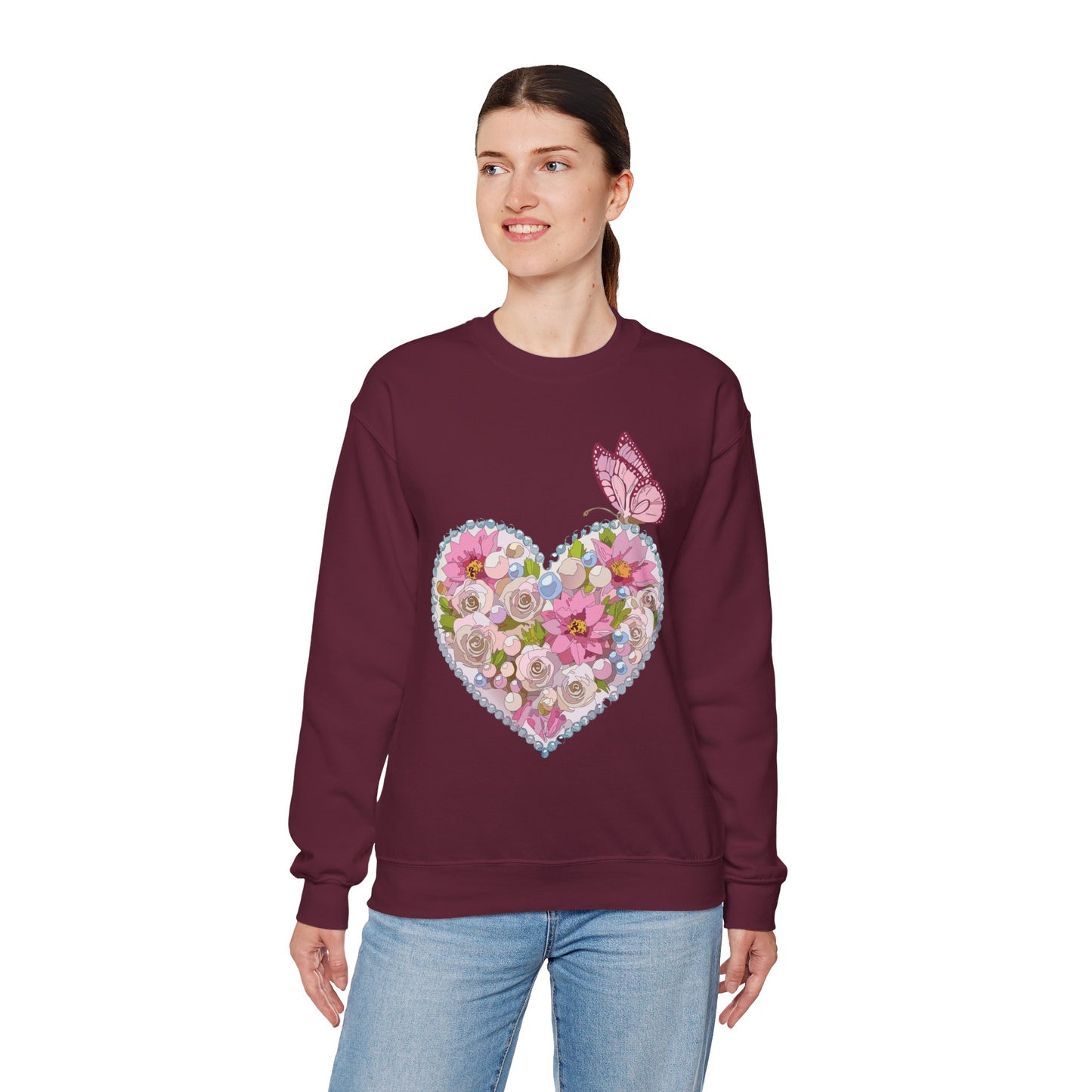 Floral Heart Sweatshirt, Floral Love Sweatshirt, Valentine's Day Sweatshirt, Heart Floral Sweatshirt