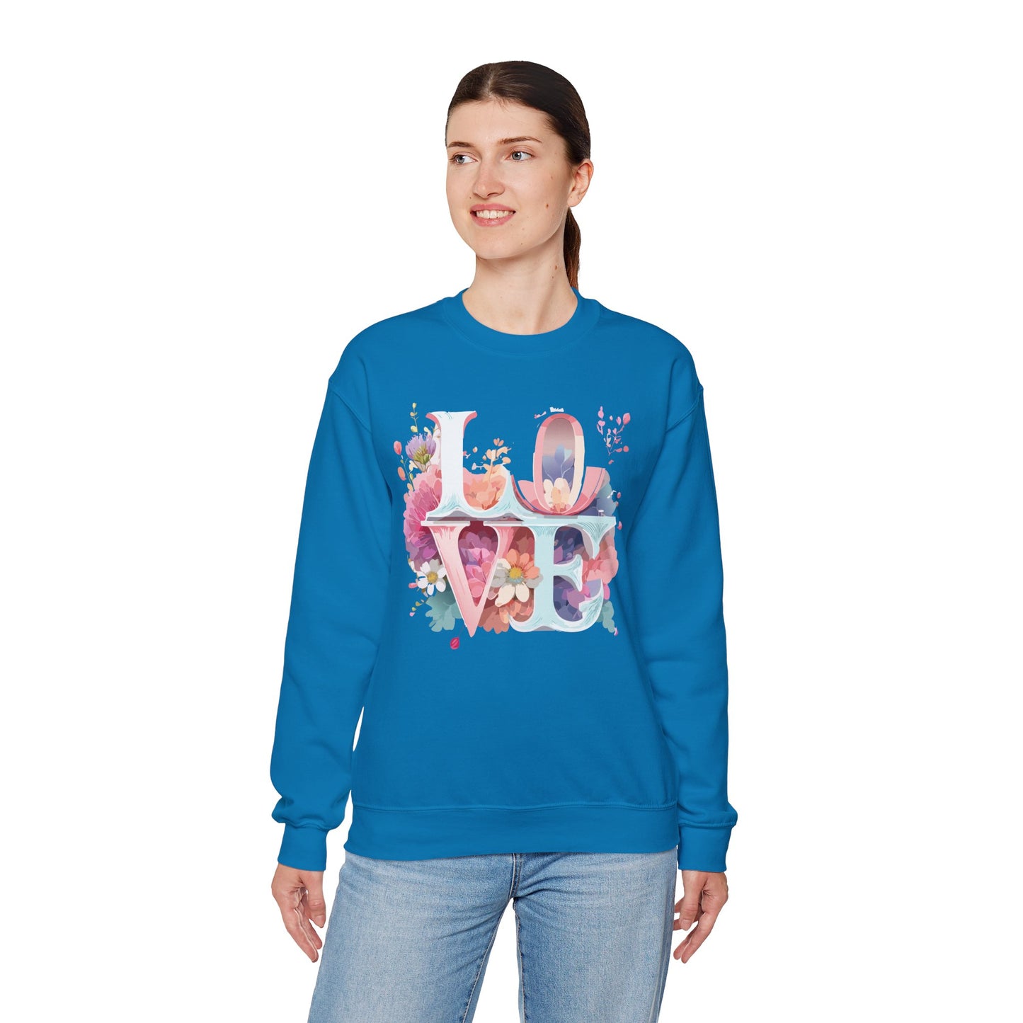 Floral Love Sweatshirt, Valentine's Day Sweatshirt, Love Flower Sweatshirt