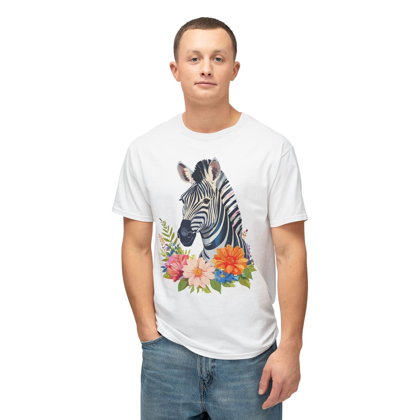 Zebra T-Shirt, Vintage Zebra Tee, Floral Tees, Zebra Art Design Shirt, Tee Shirt with Zebra 6