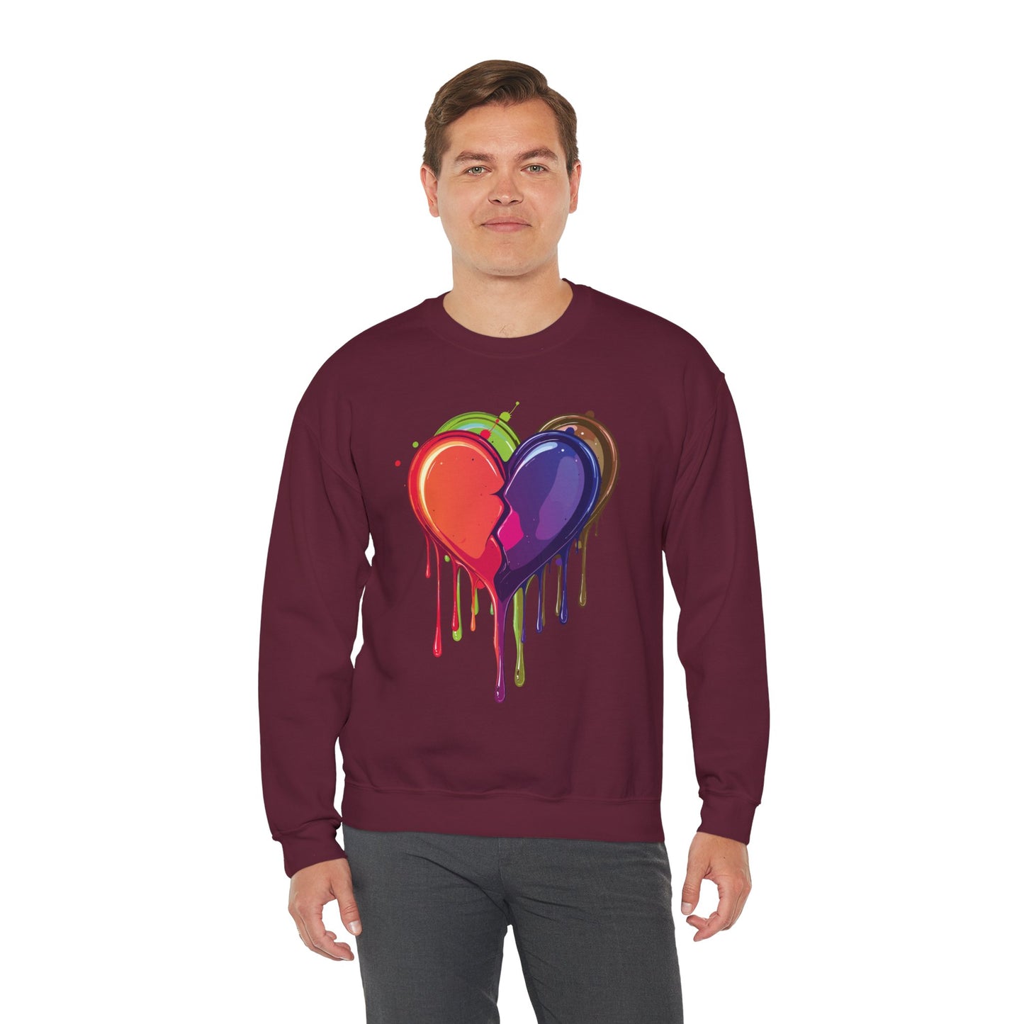 Double Bleeding Heart Sweatshirt, Big Heart Sweatshirt, Love Sweatshirt, Valentine's Day Sweatshirt, Heart Sweatshirt 119