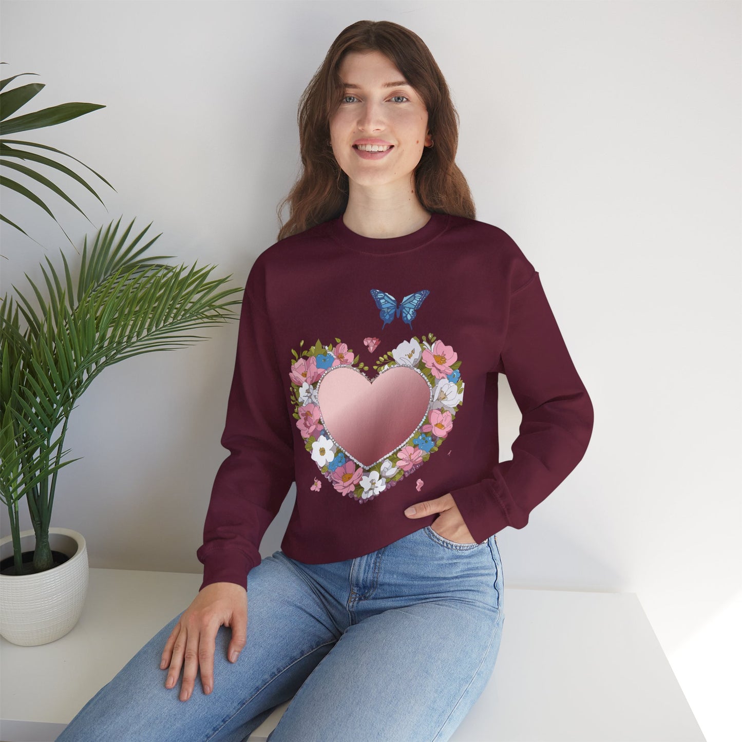 Floral Heart Sweatshirt, Floral Love Sweatshirt, Valentine's Day Sweatshirt, Heart Floral Sweatshirt