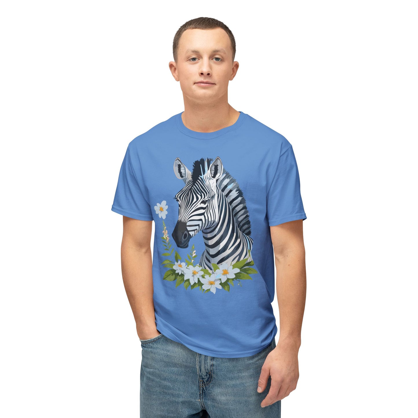 Zebra T-Shirt, Vintage Zebra Tee, Floral Tees, Zebra Art Design Shirt, Tee Shirt with Zebra 1