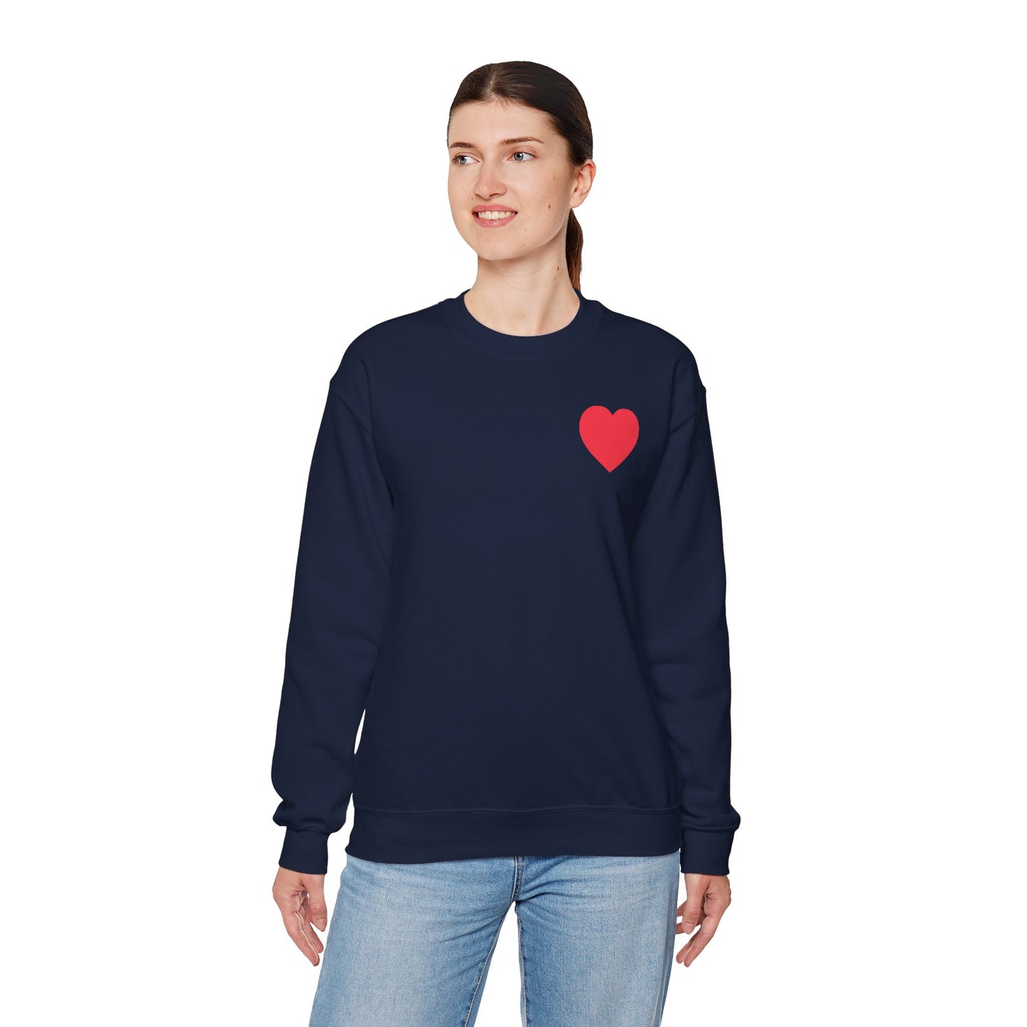 Small Red Heart Sweatshirt Unisex Love Design Gildan 18000 Heavy Blend Crewneck Valentines Day