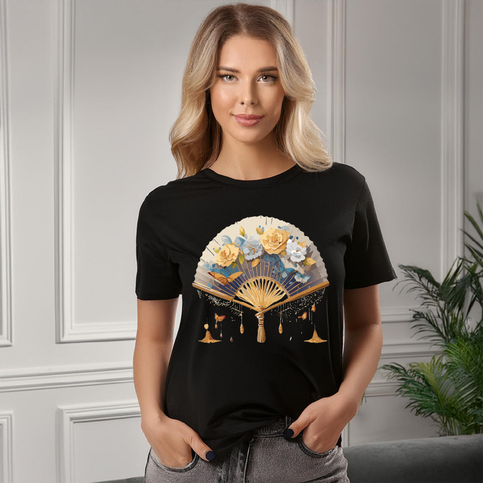 Fan shirt, Shirt with Fan, Tee Shirt with Antique Fan