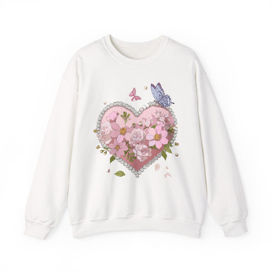 Floral Heart Sweatshirt, Floral Love Sweatshirt, Valentine's Day Sweatshirt, Heart Floral Sweatshirt