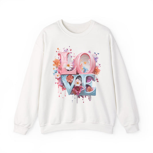Floral Love Sweatshirt, Valentine's Day Sweatshirt, Love Flower Sweatshirt