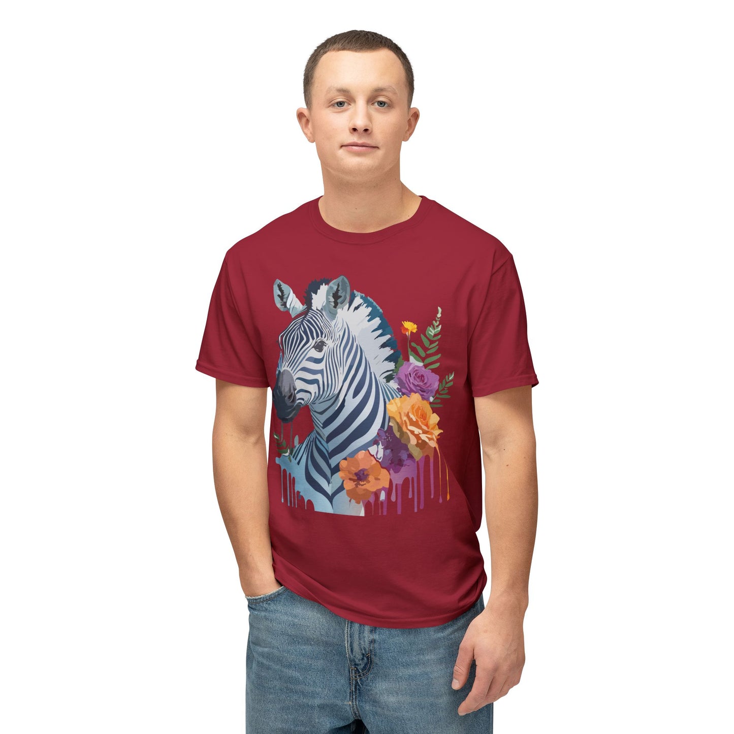 Zebra T-Shirt, Vintage Zebra Tee, Floral Tees, Zebra Art Design Shirt, Tee Shirt with Zebra 2