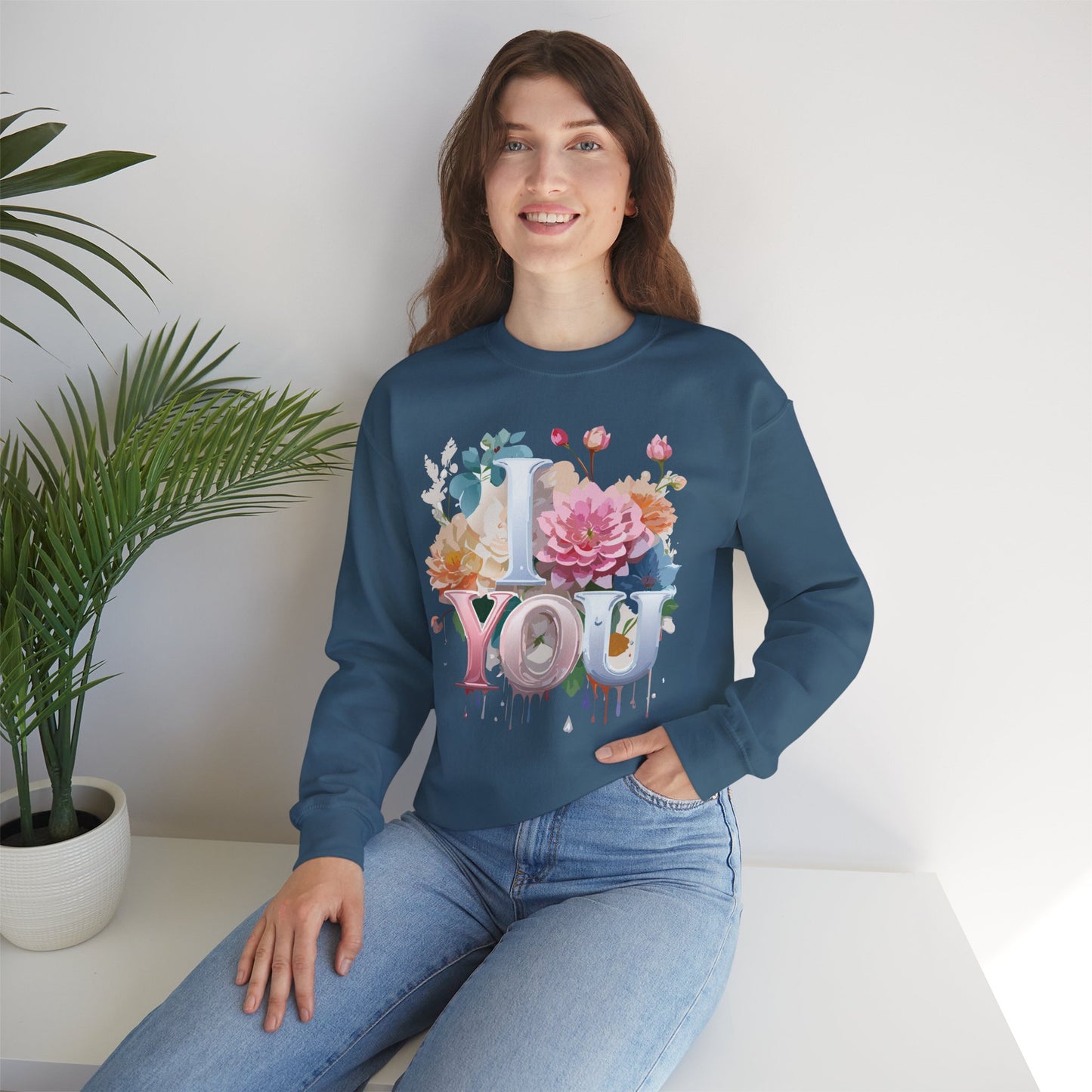 Floral Love Sweatshirt, Valentine's Day Sweatshirt, Love Flower Sweatshirt