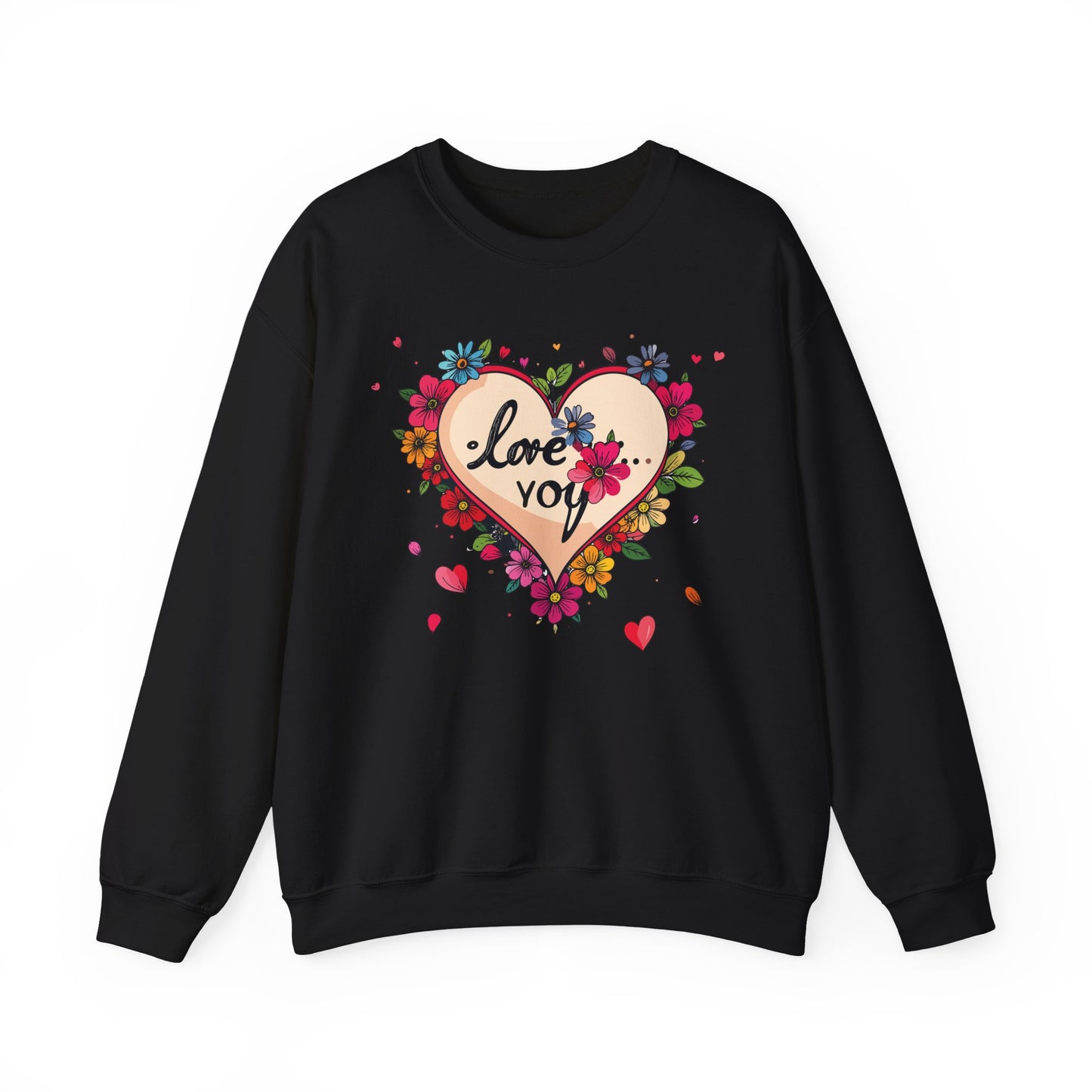 Floral Heart Love Sweatshirt Floral Heart Valentines Day Unisex Crewneck Fifty Fifty Cotton Polyester