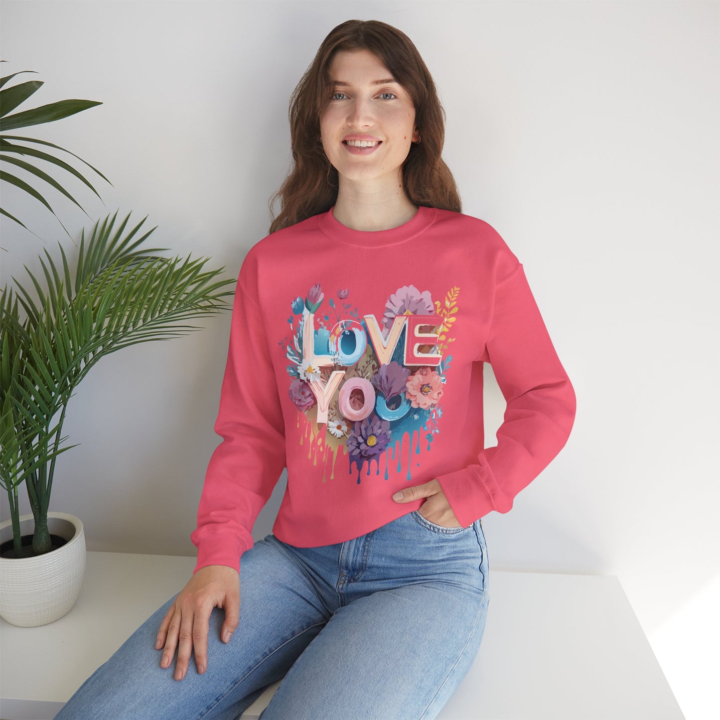 Floral Love Sweatshirt, Valentine's Day Sweatshirt, Love Flower Sweatshirt