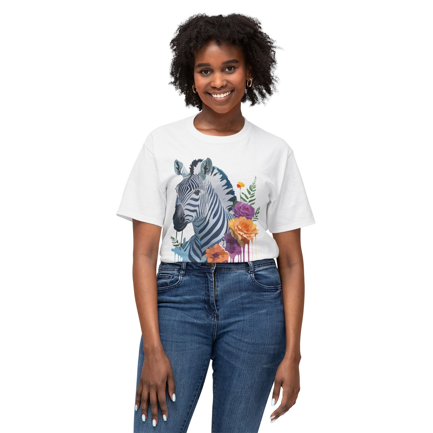 Zebra T-Shirt, Vintage Zebra Tee, Floral Tees, Zebra Art Design Shirt, Tee Shirt with Zebra 2