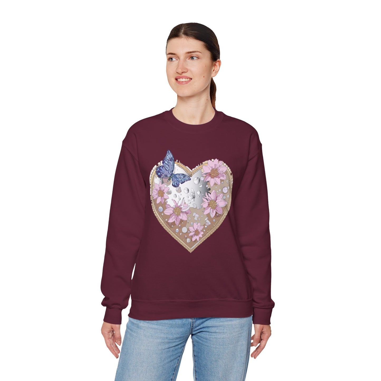 Floral Heart Sweatshirt, Floral Love Sweatshirt, Valentine's Day Sweatshirt, Heart Floral Sweatshirt