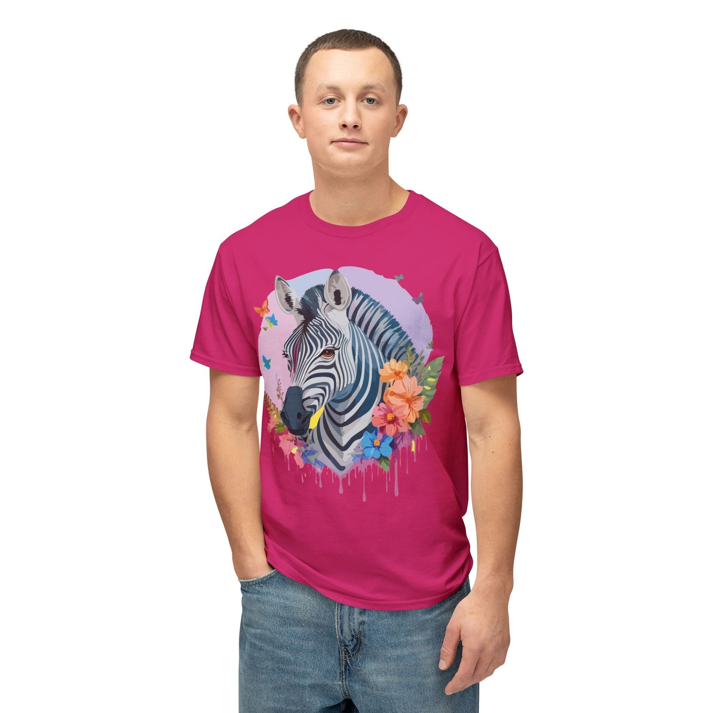 Zebra T-Shirt, Vintage Zebra Tee, Floral Tees, Zebra Art Design Shirt, Tee Shirt with Zebra 3