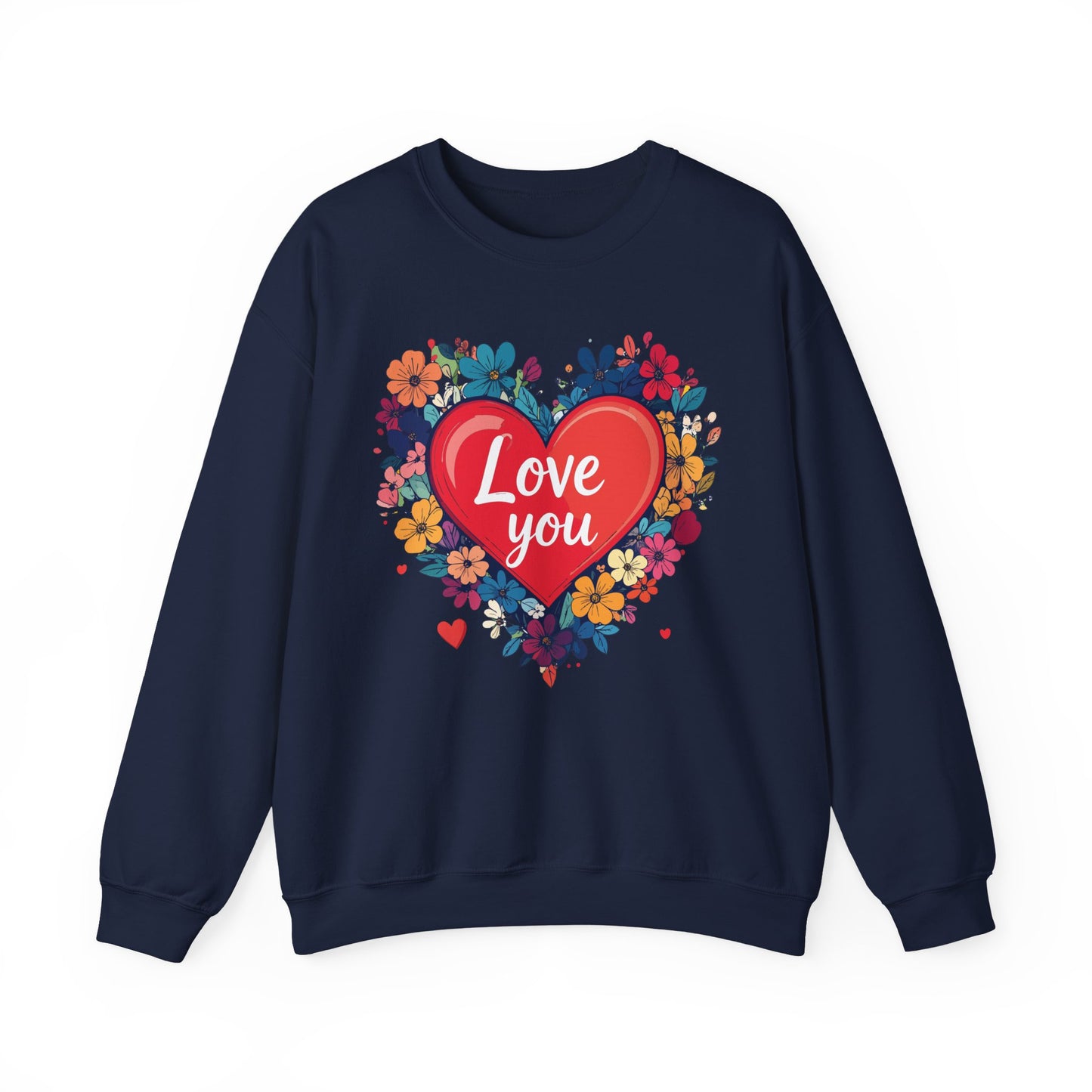 Unisex Floral Heart Sweatshirt Valentines Day Gift Cozy Crewneck Fifty Fifty Blend