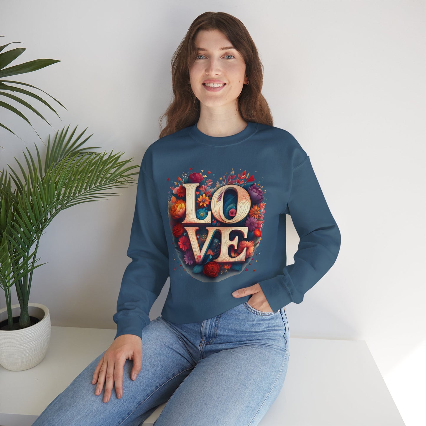 Floral Love Sweatshirt, Valentine's Day Sweatshirt, Love Flower Sweatshirt